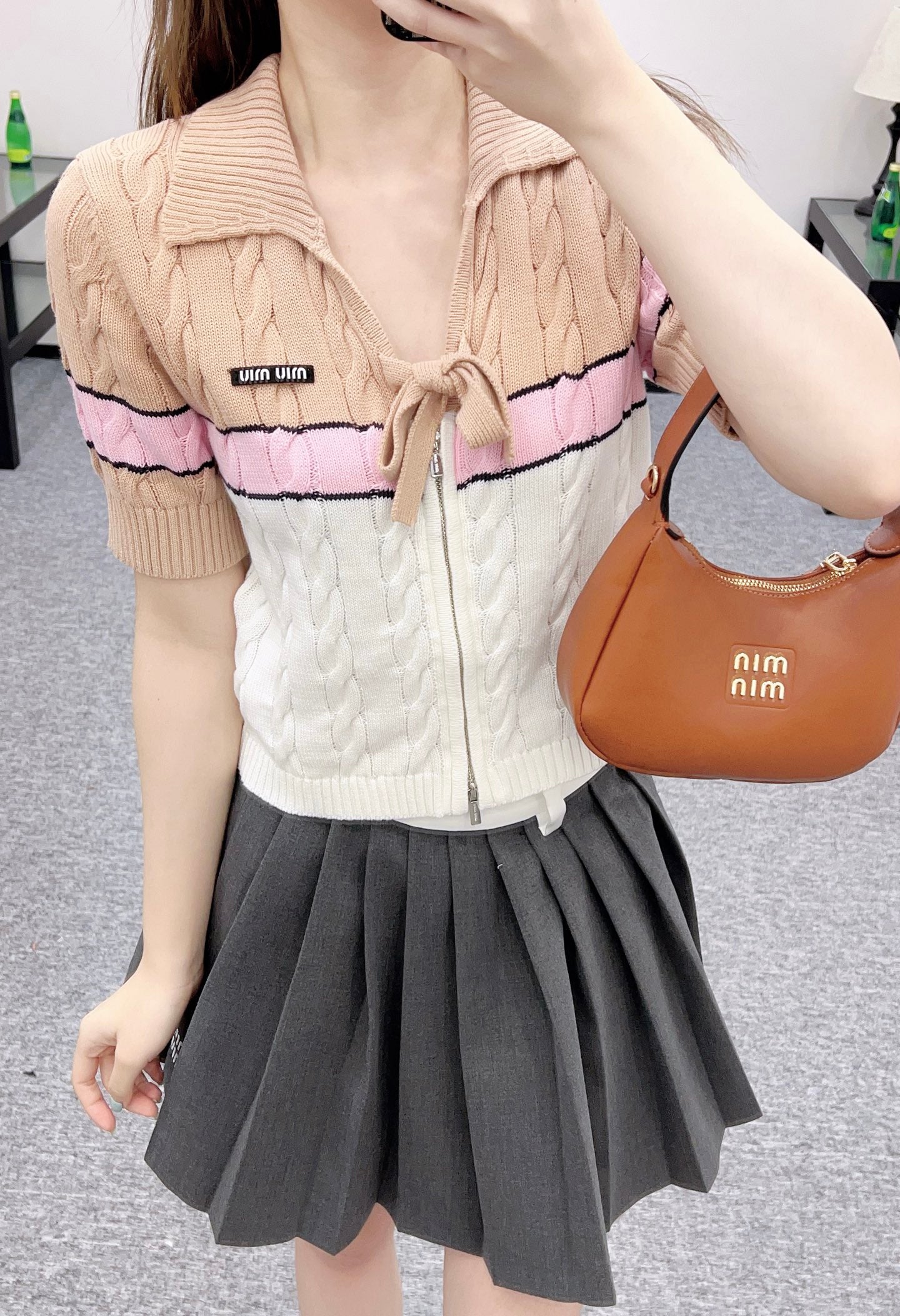 2025 Autumn New Arrivals Zippered Cardigan Knitted Short Sleeves