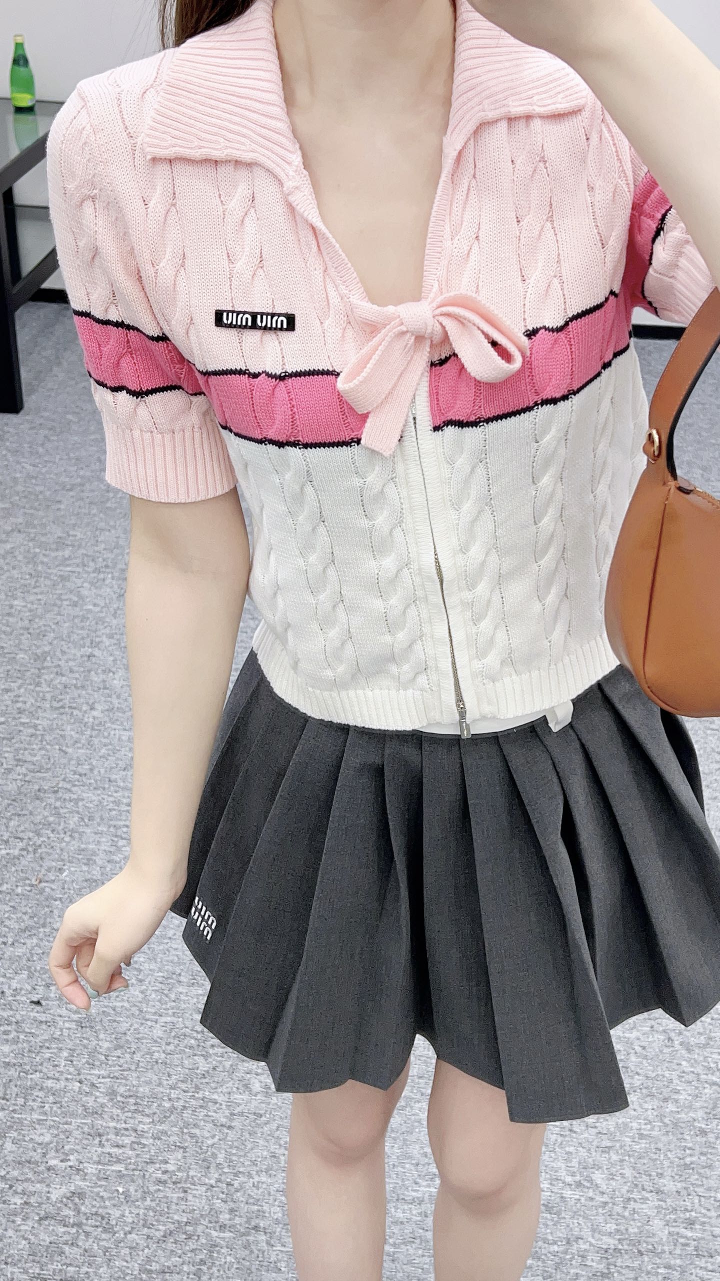 2025 Autumn New Arrivals Zippered Cardigan Knitted Short Sleeves