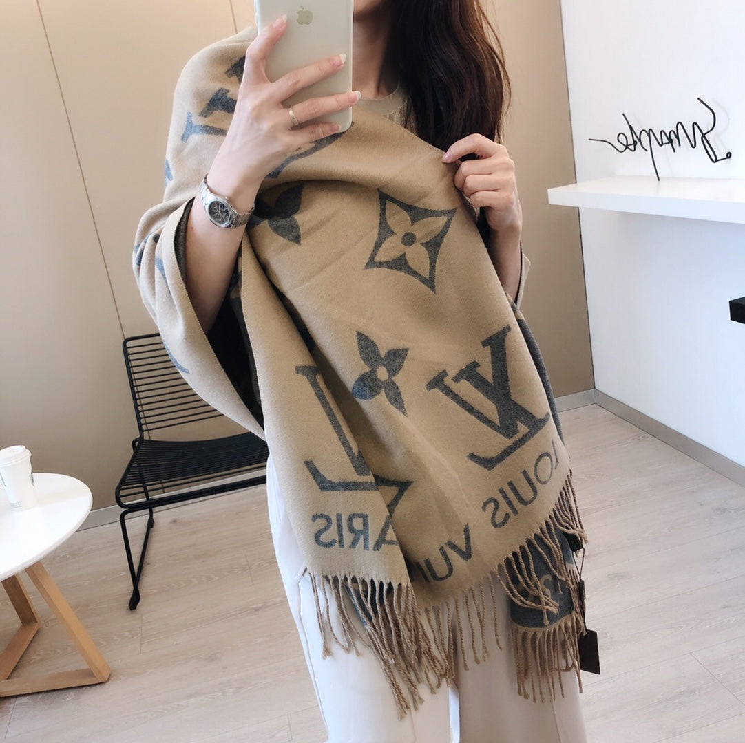25 Summer new double-sided jacquard long beard scarf