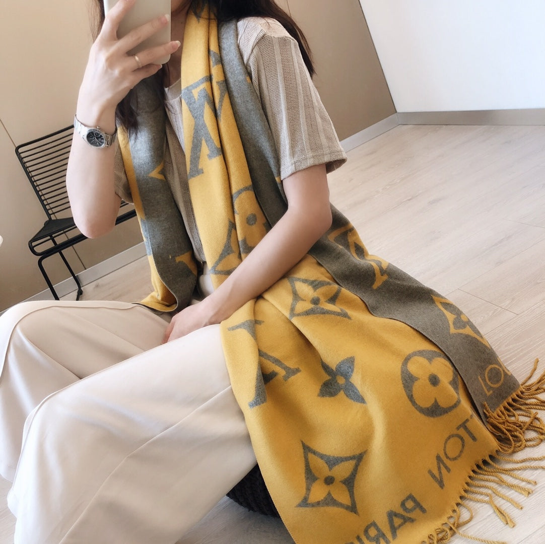 25 Summer new double-sided jacquard long beard scarf