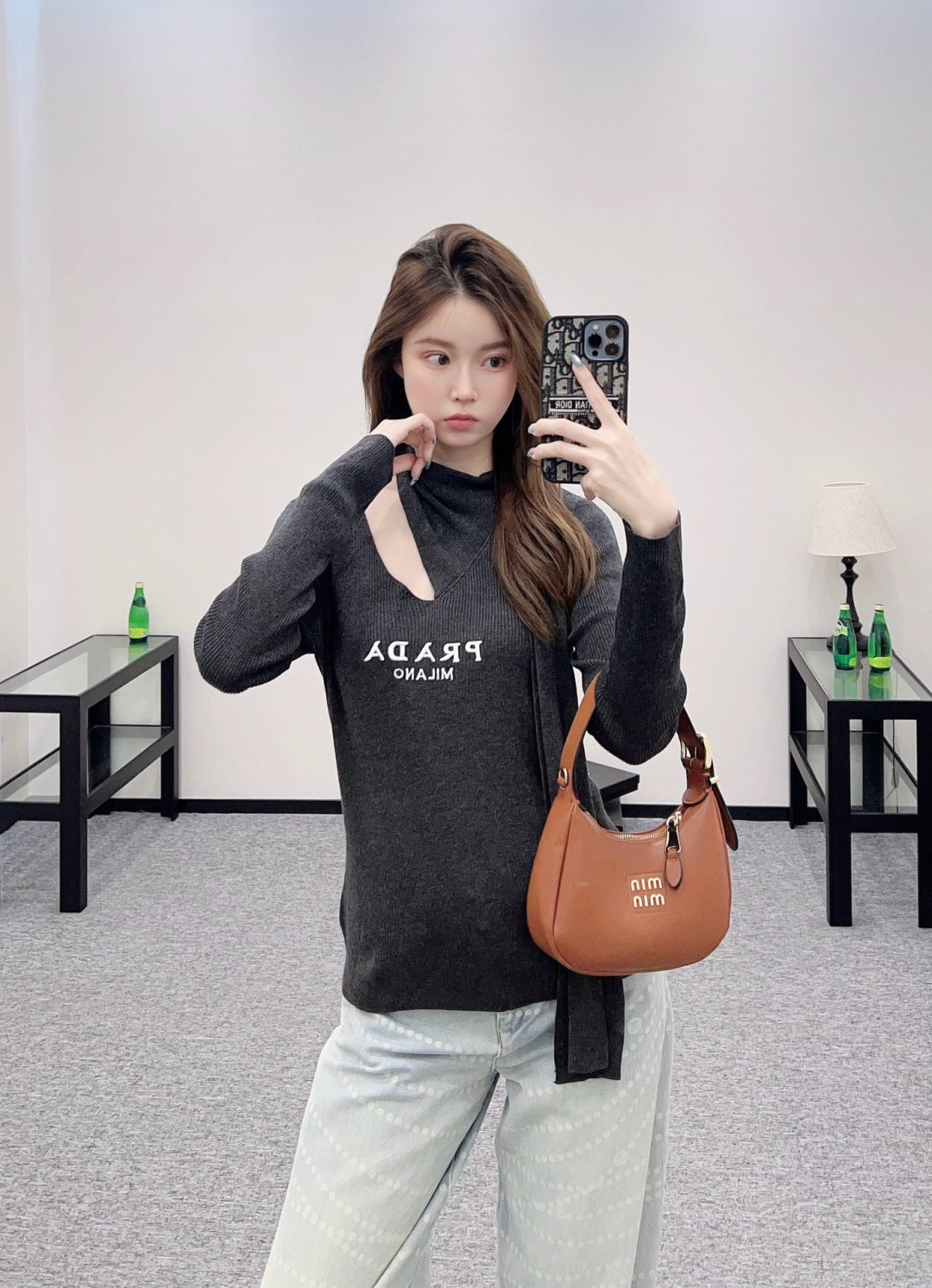 25 Early Autumn New Irregular Neck Knitted Long Sleeve Top