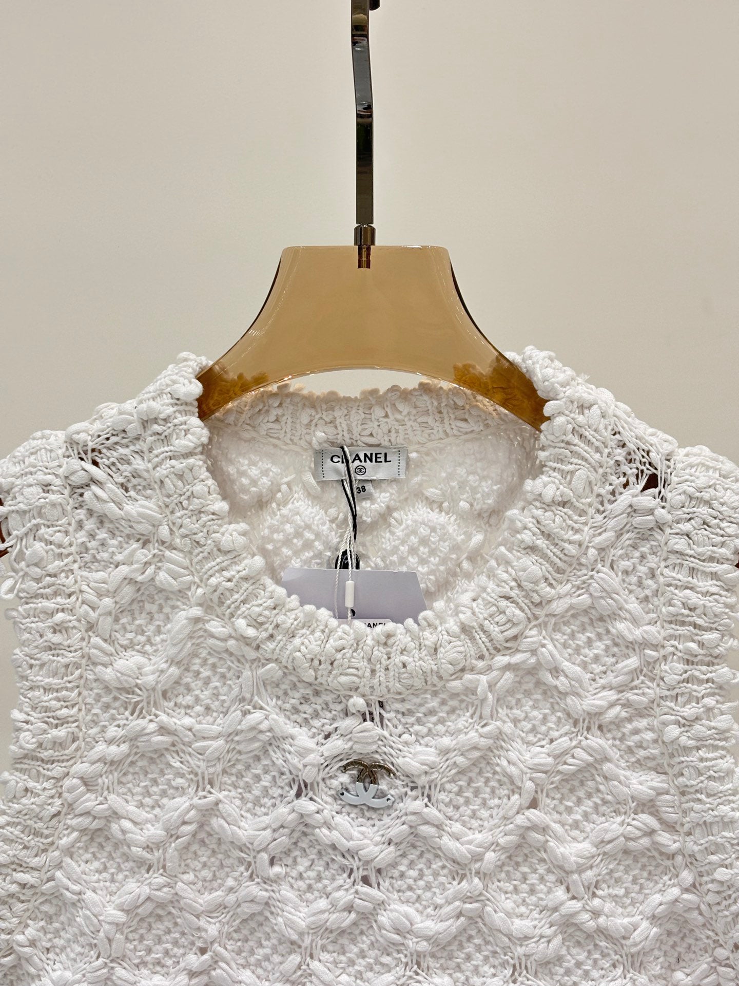 C 25 logo openwork pattern casual knit undershirt