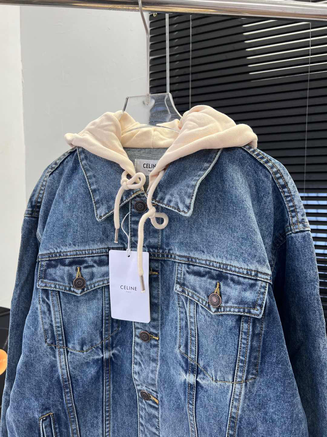 Ce 25 Hooded lettering denim jacket