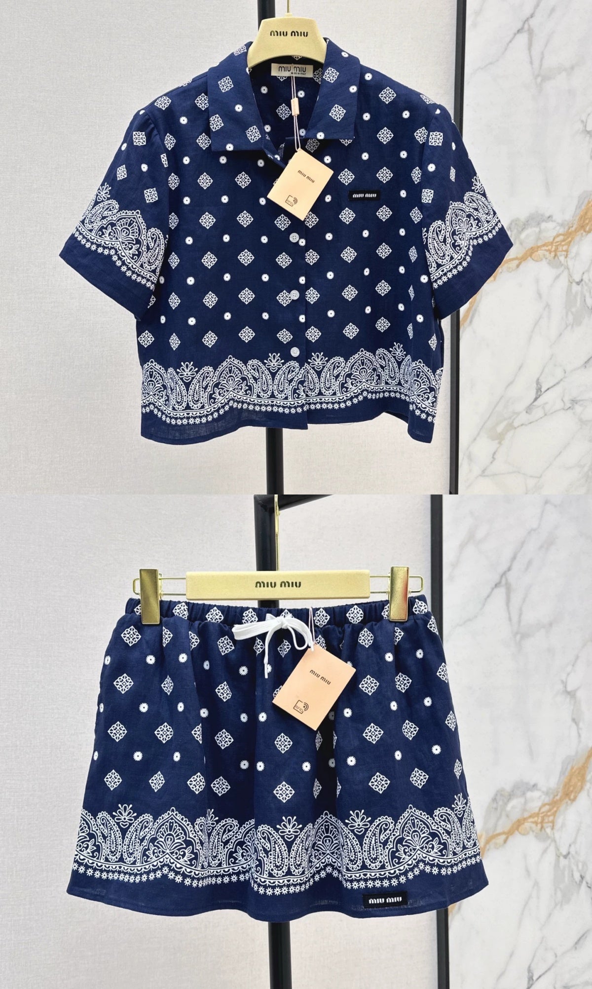 M 25 Spring and Summer New Set Loose Short Sleeve Shirt + Skirt
