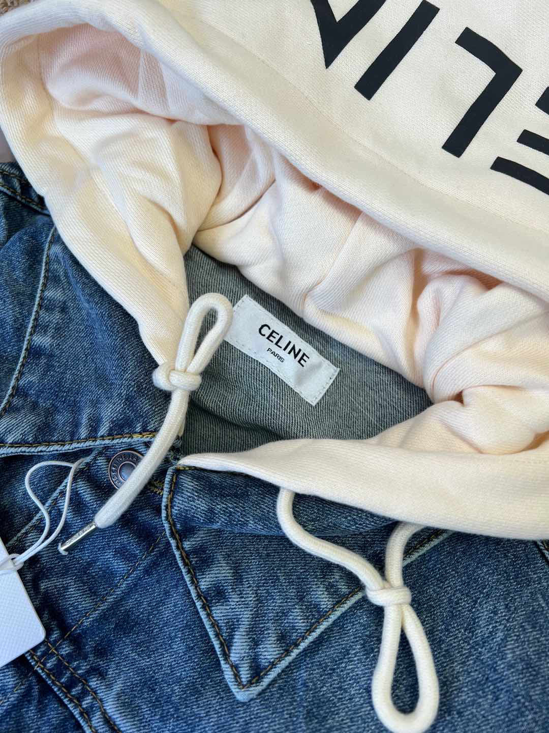 Ce 25 Hooded lettering denim jacket
