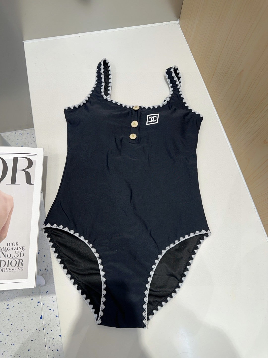 C 25 Black Full Logo Bottom One-piece Swimsuit Shipping