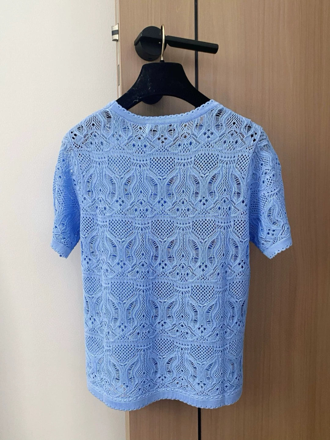 D 25 new hollow round neck short sleeve knitting