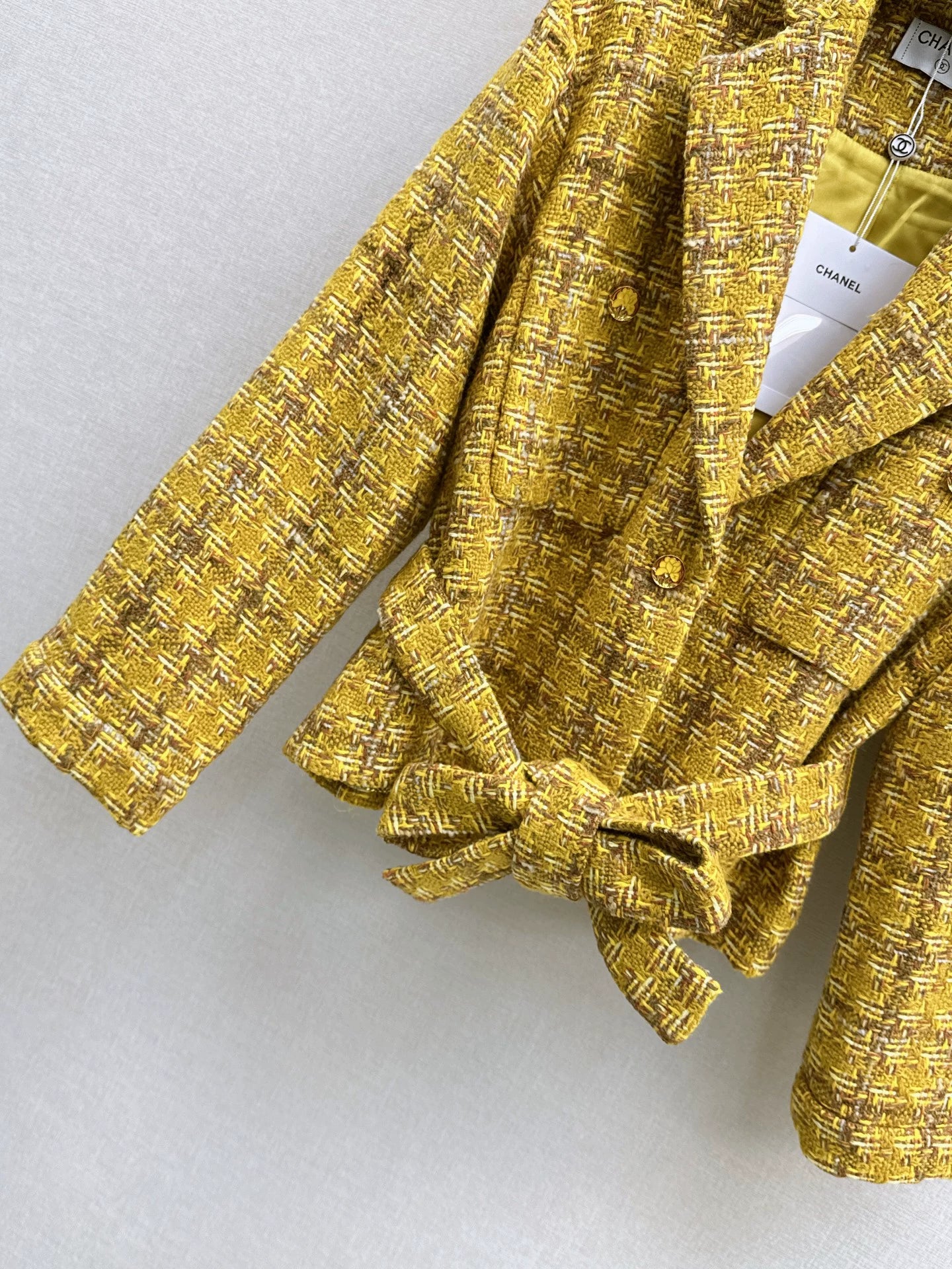 C 25 Camellia Decorated Braided Jacket + A-Line Skirt Set