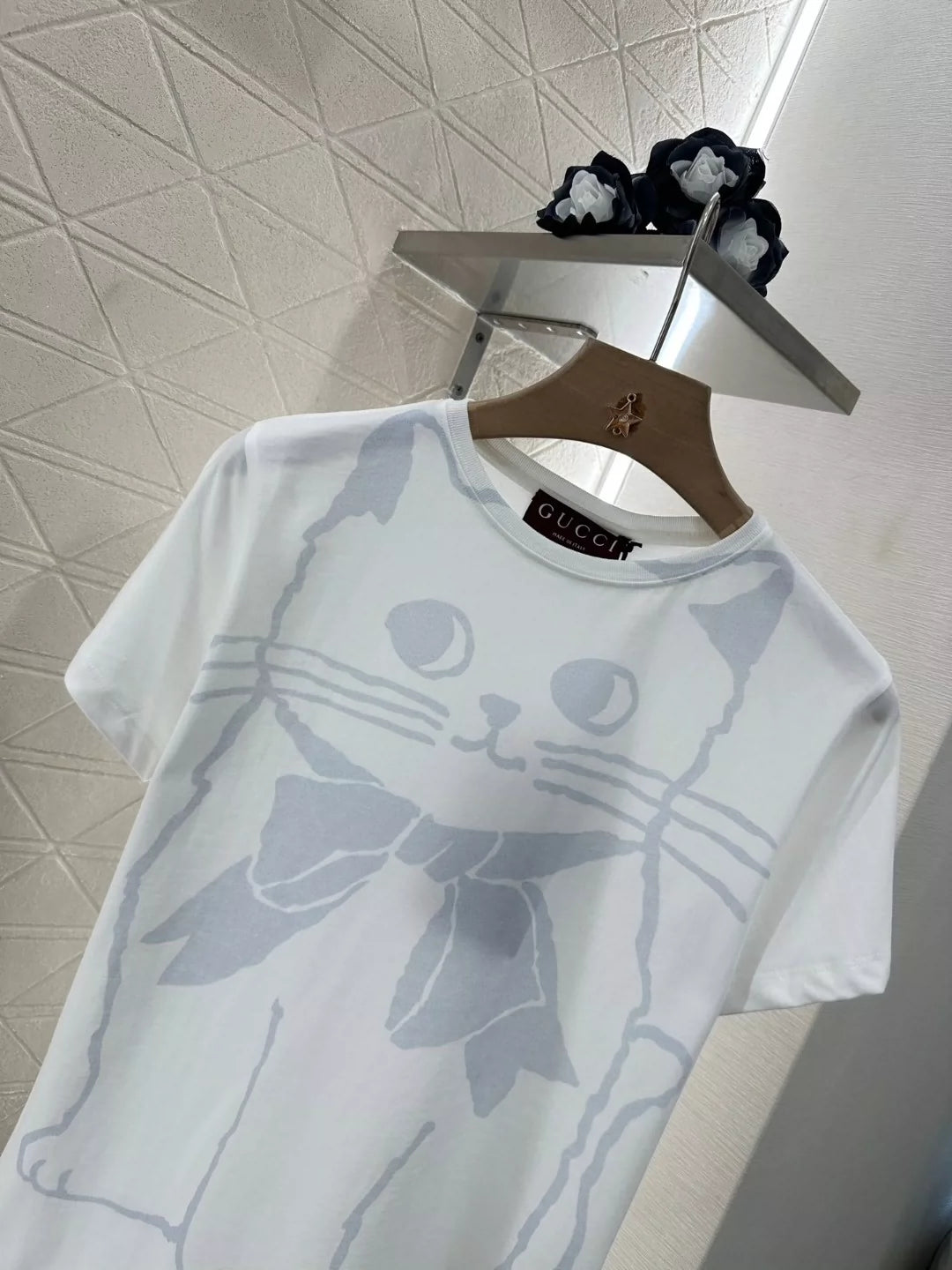 G 25 Spring/Summer New Cute Cat Printed Cartoon Round Neck Short Sleeve T-Shirt