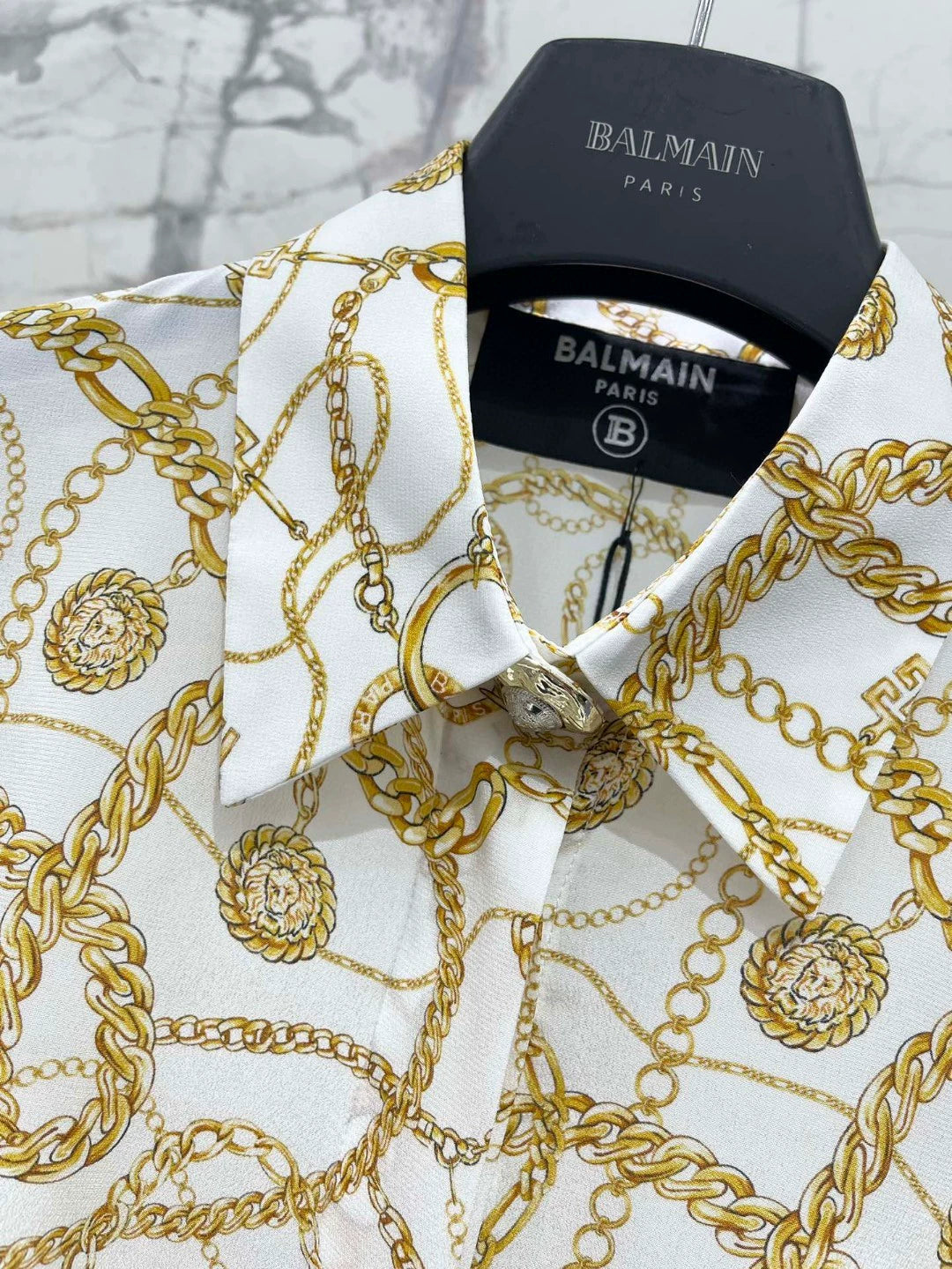 BA 25 new retro classic moon print long sleeve silk shirt