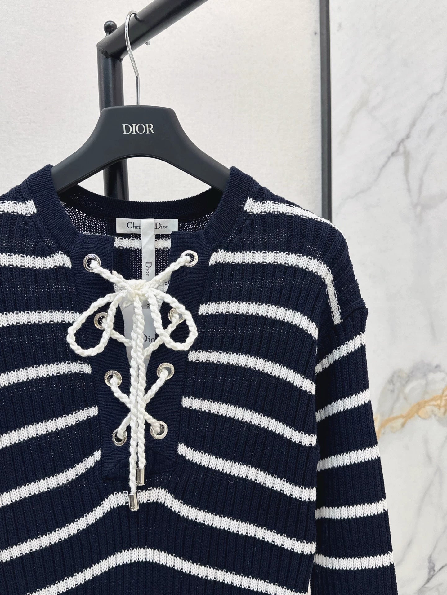 D 25 Early Autumn New Tie Striped Knitted Dress