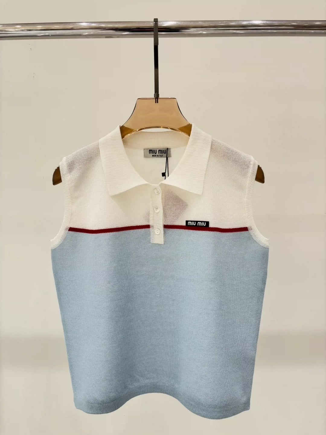 M 25 Summer new lapel letter logo stitching casual knitted vest