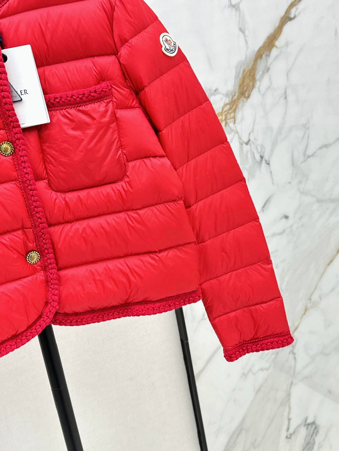 MON 25 Woven patchwork down jacket(BLAKC,NAVY,RED,BEIGI)
