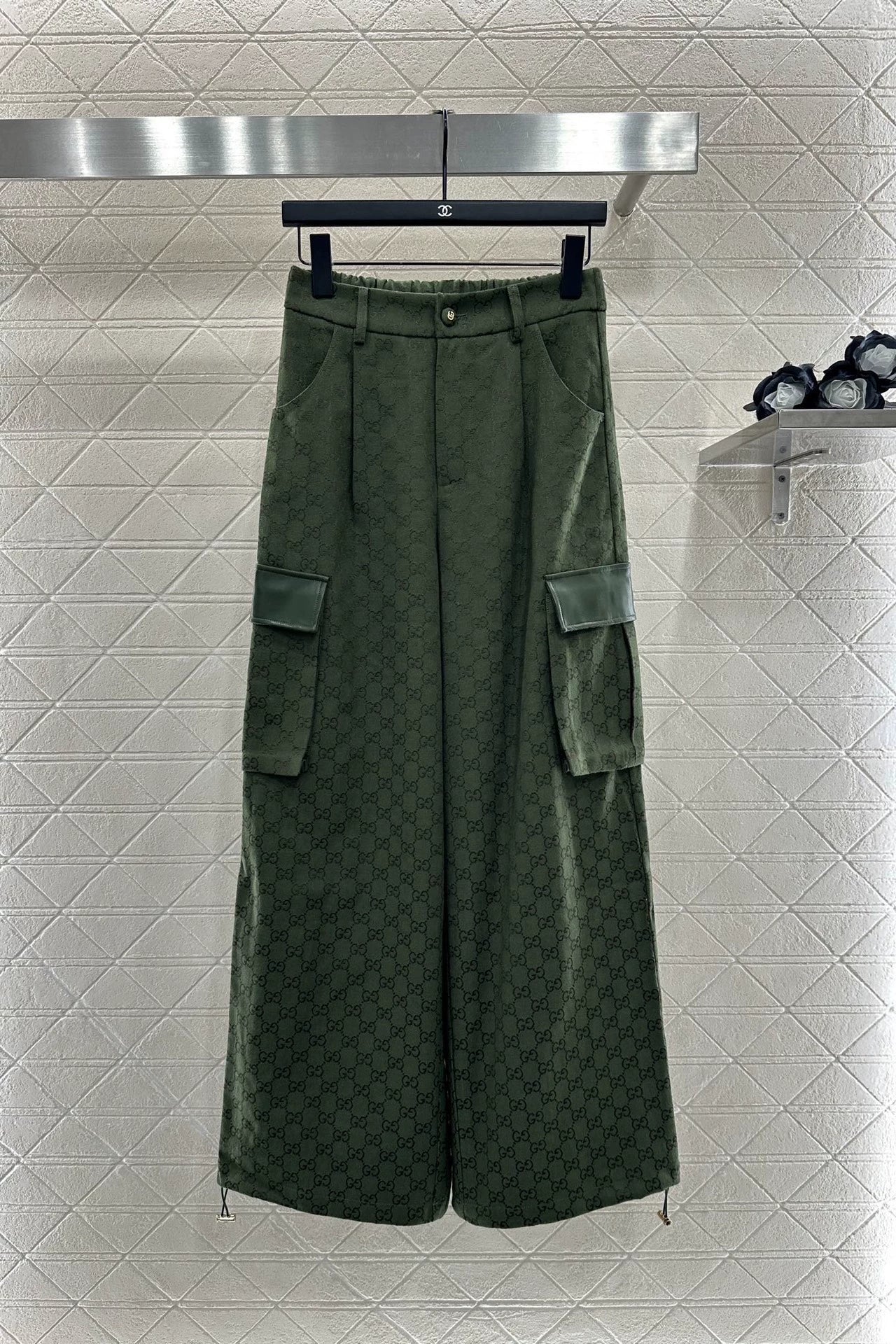 G 25 Leather jacquard shirt and trousers set