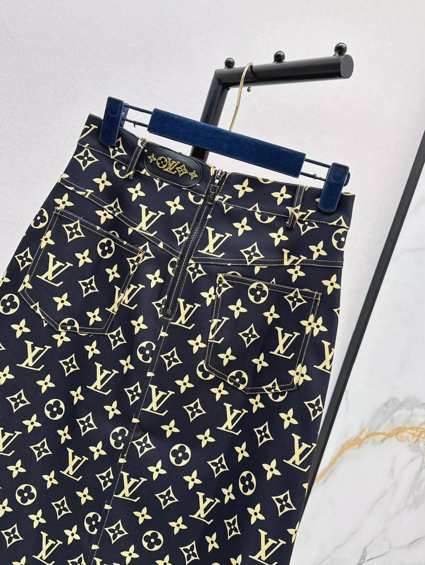 L 25 Spring/Summer New Old Flower Denim Half-body Skirt
