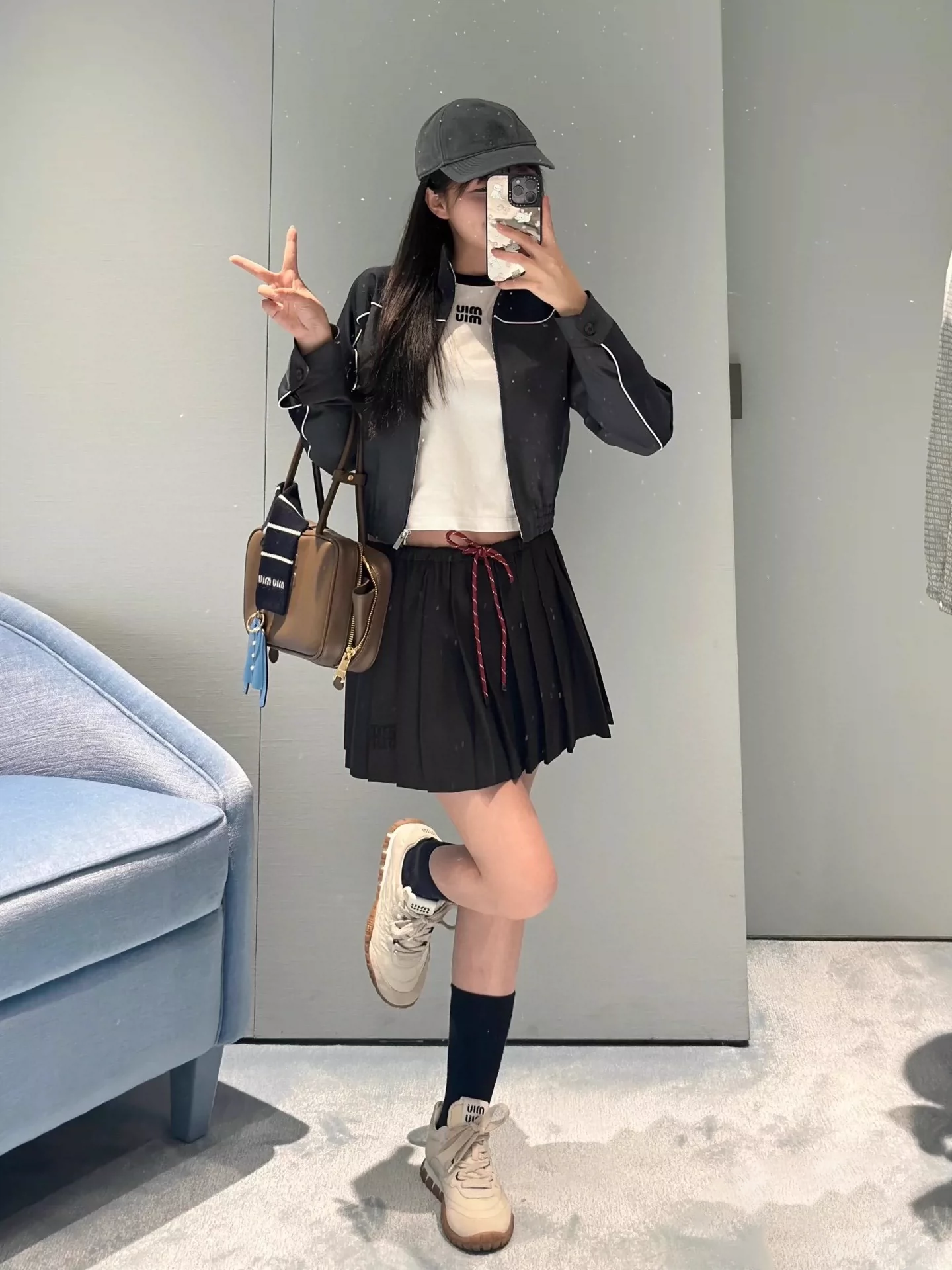 M 25 Preppy style pleated short skirt