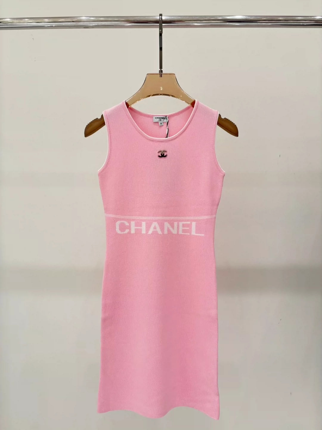 C 25 Summer new round neck letter logo jacquard simple casual knitted dress