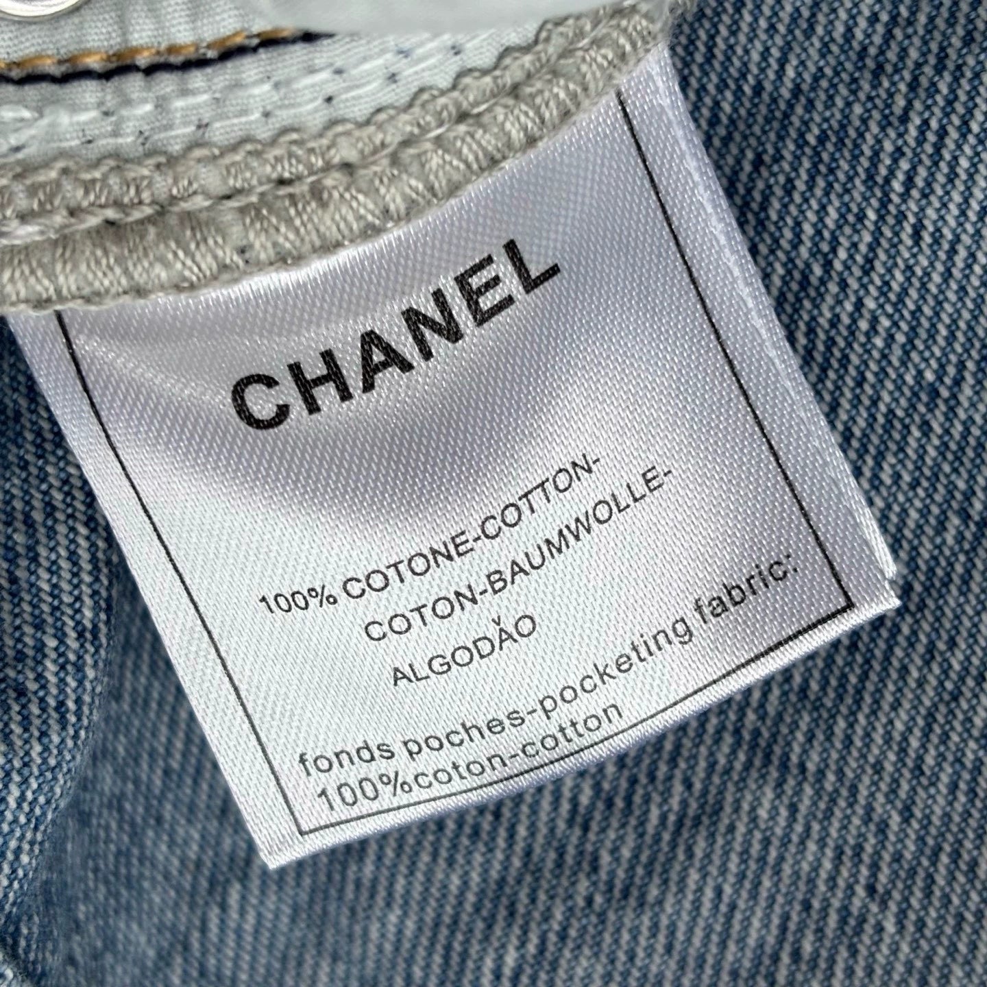 C 25fw Logo patch denim straight-leg pants