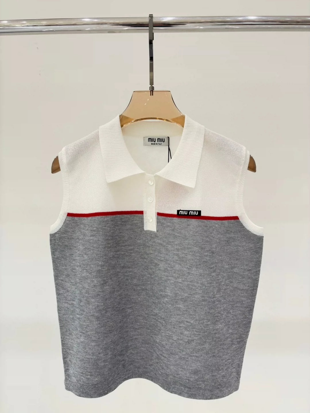 M 25 Summer new lapel letter logo stitching casual knitted vest