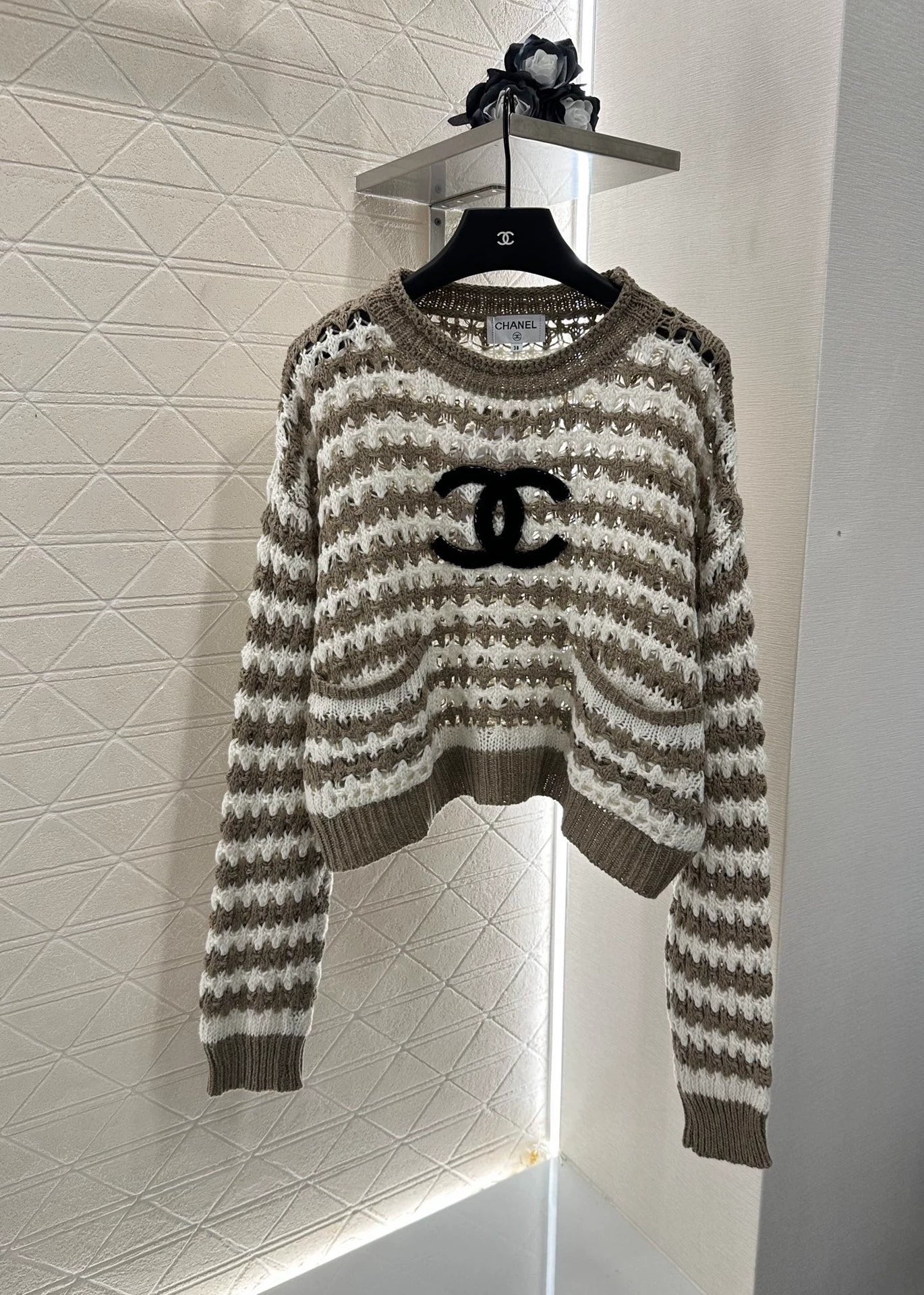 C 25 Striped Letter Knit Sweater