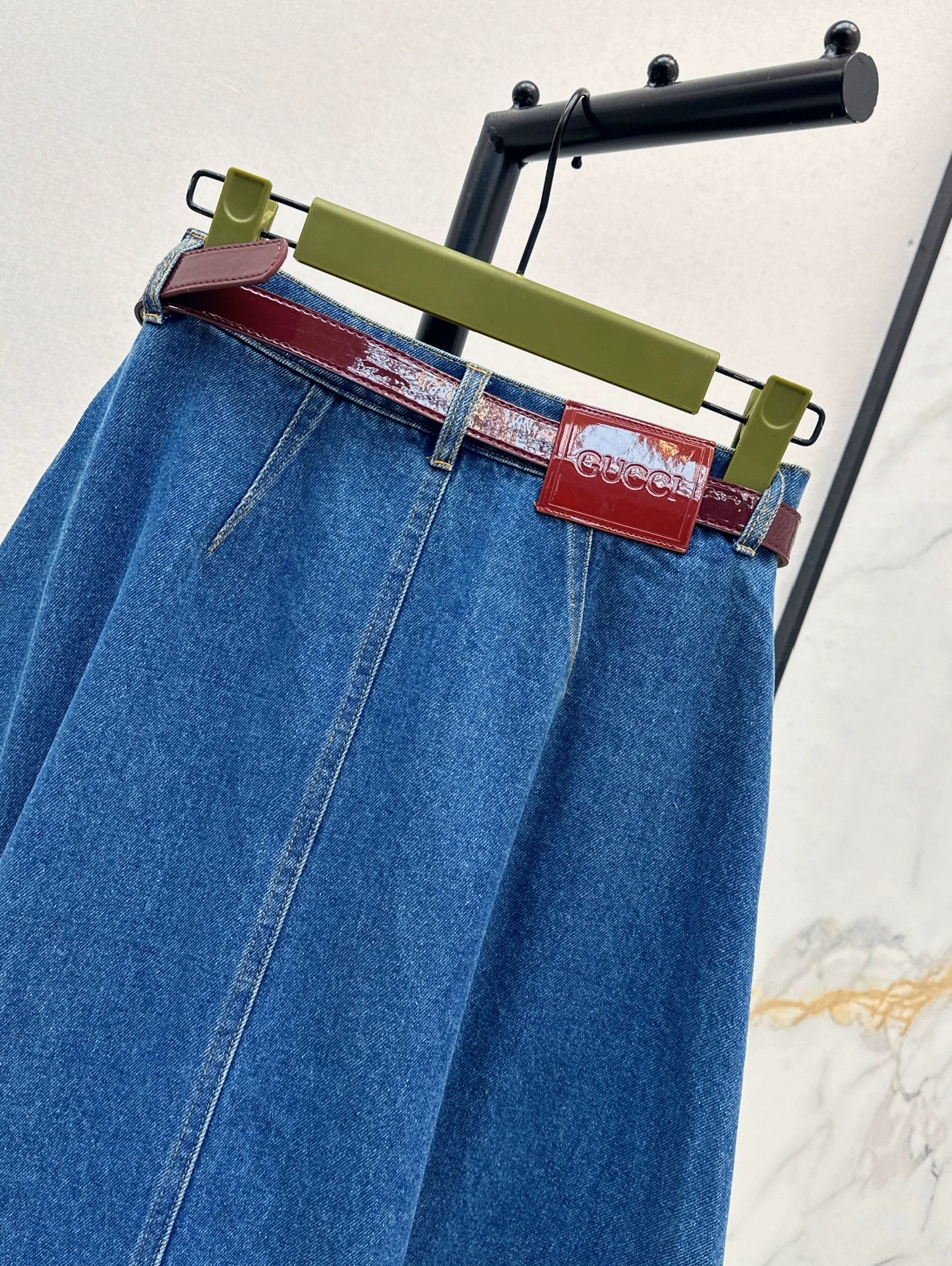 G 25 new denim skirt with letter belt