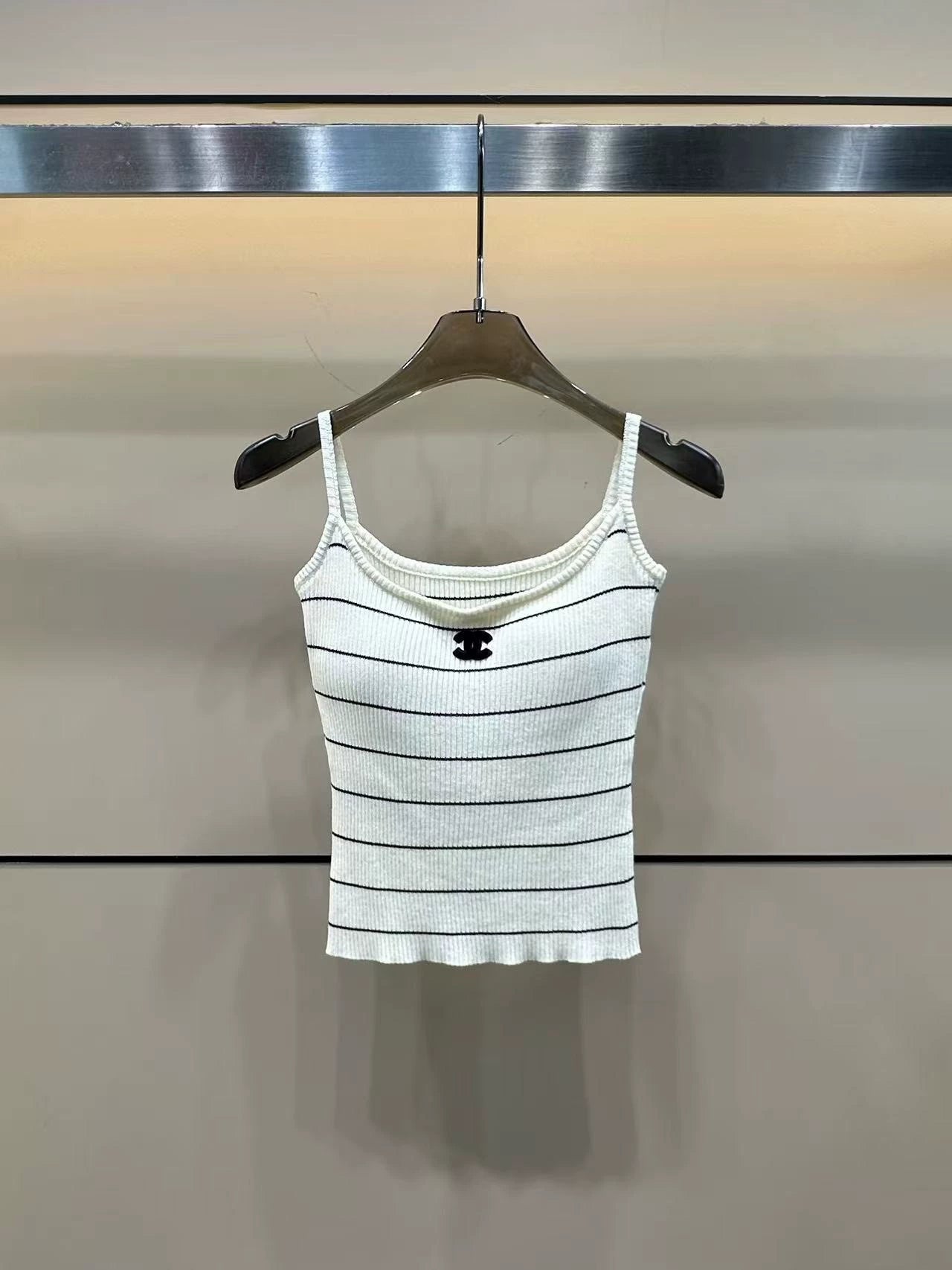 C 25 Spring and Summer New Striped Suspenders with Chest Pads + Cardigan Two-piece Set Two-piece Set