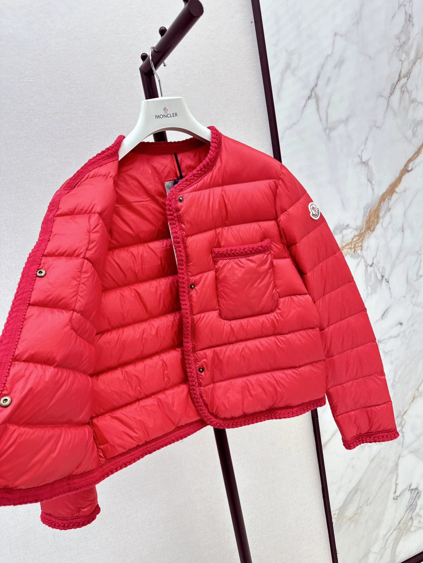 MON 25 Woven patchwork down jacket(BLAKC,NAVY,RED,BEIGI)