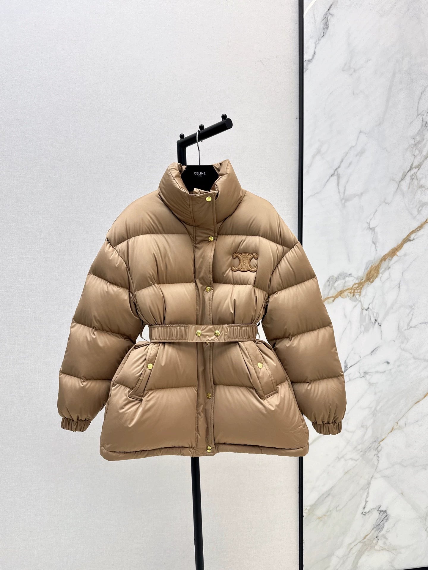 Ce 25 Stand collar waisted down jacket