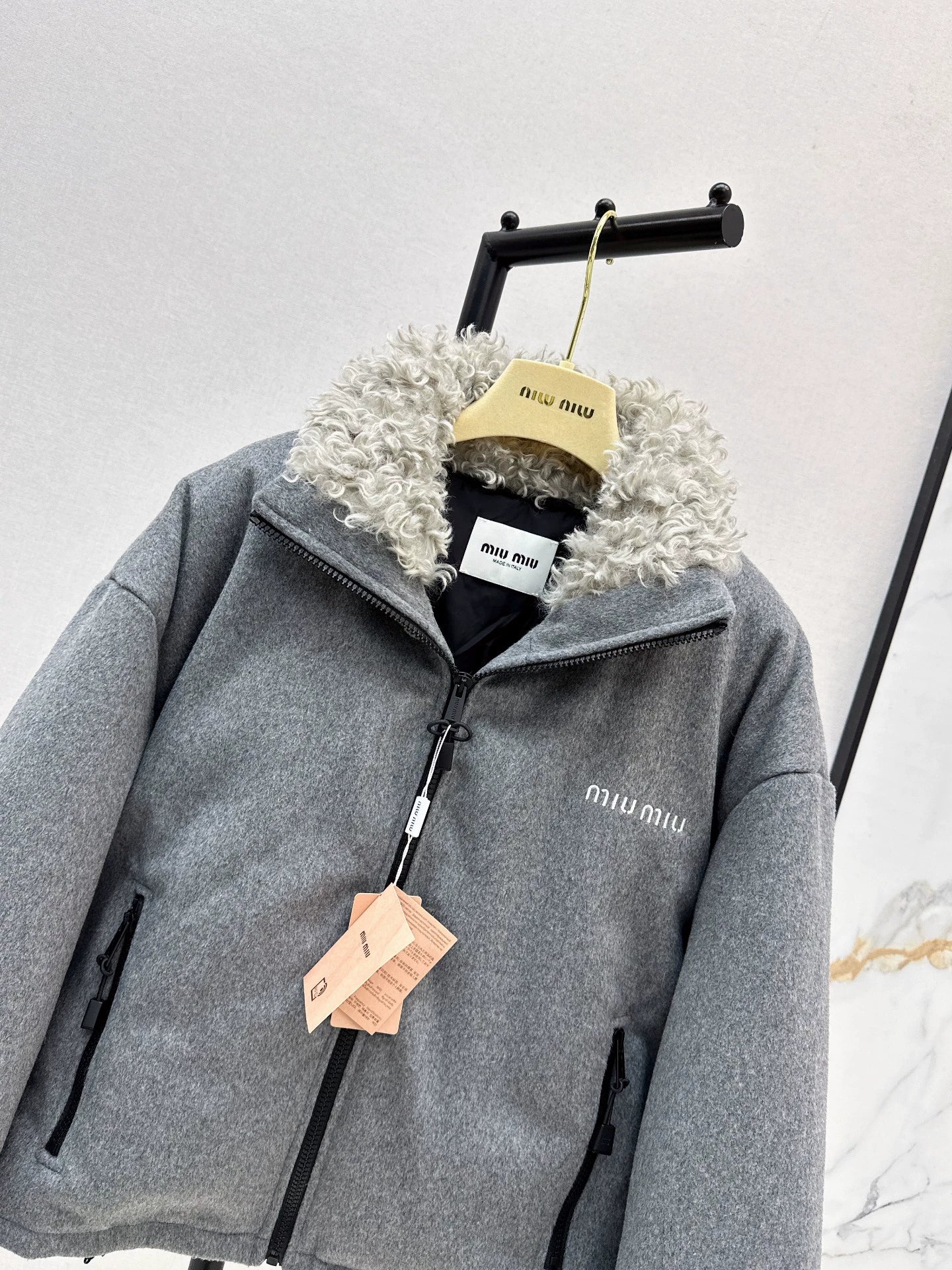 Mi 25 Lamb wool short standing collar down jacket