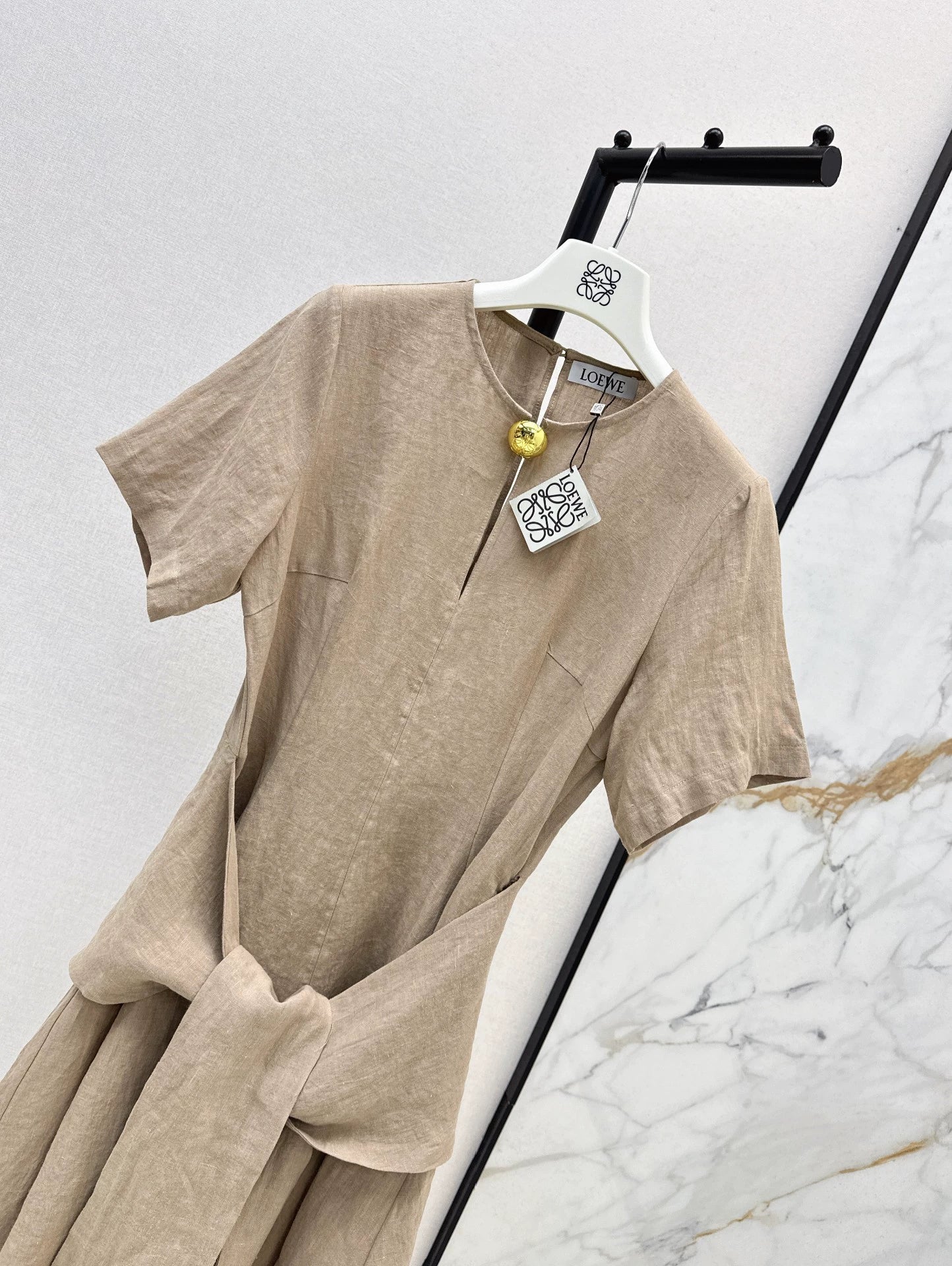 Lo 25Ss Spring/Summer French-inspired short-sleeved linen dress