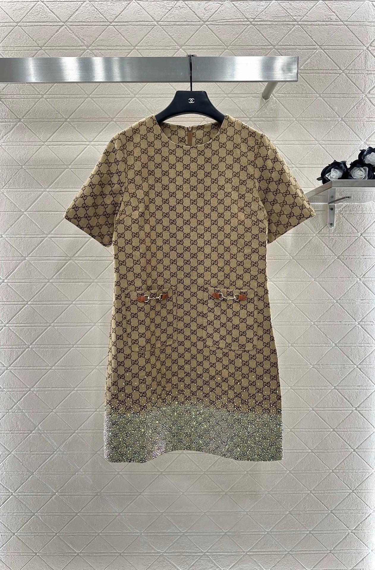 G 25 Hot Diamond Jacquard Short Sleeve Dress