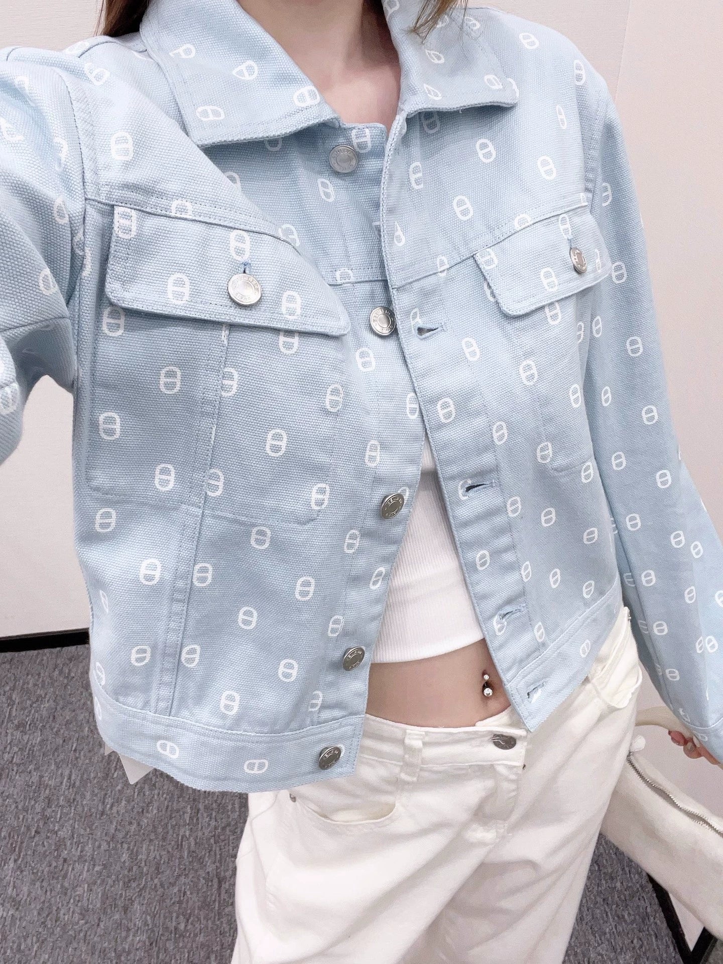 H 25 Pignose Print Denim Jacket