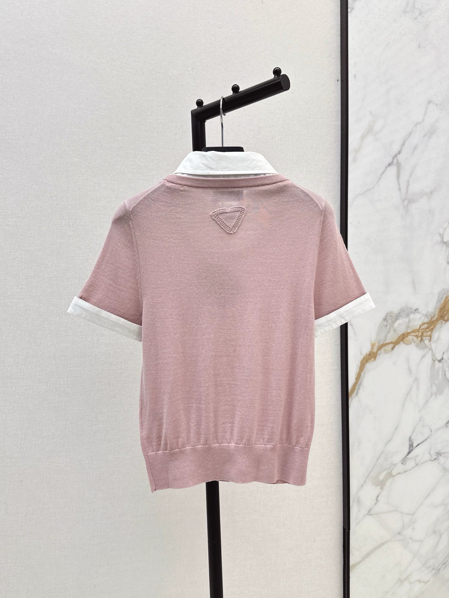 p 25 spring and summer new fresh ageing style false two-piece knitted short-sleeved