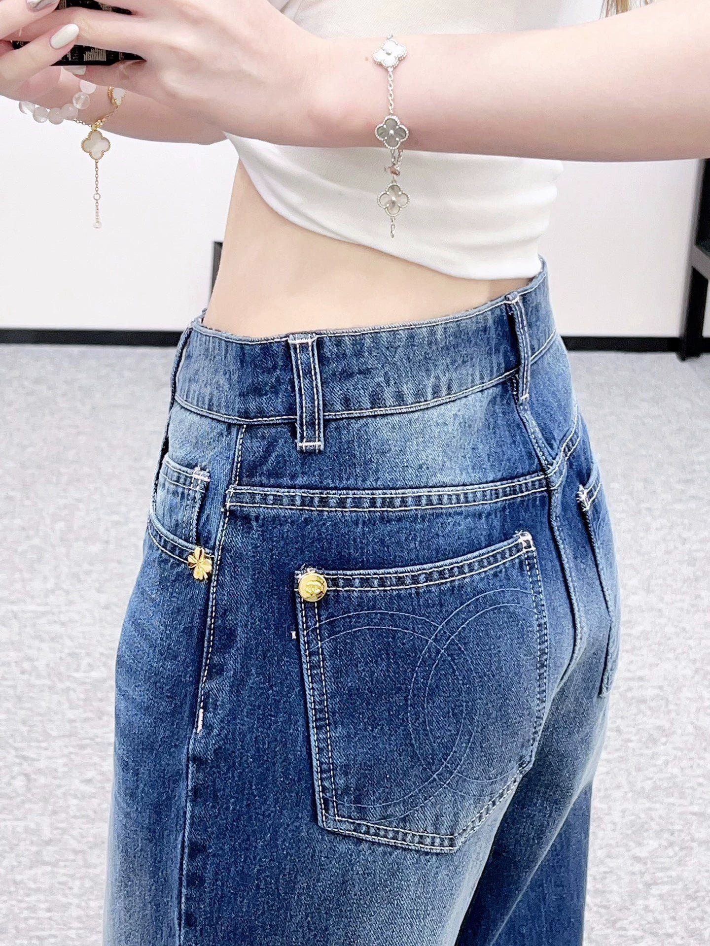 C 25 High-Rise Bleached Crinkle Jeans.