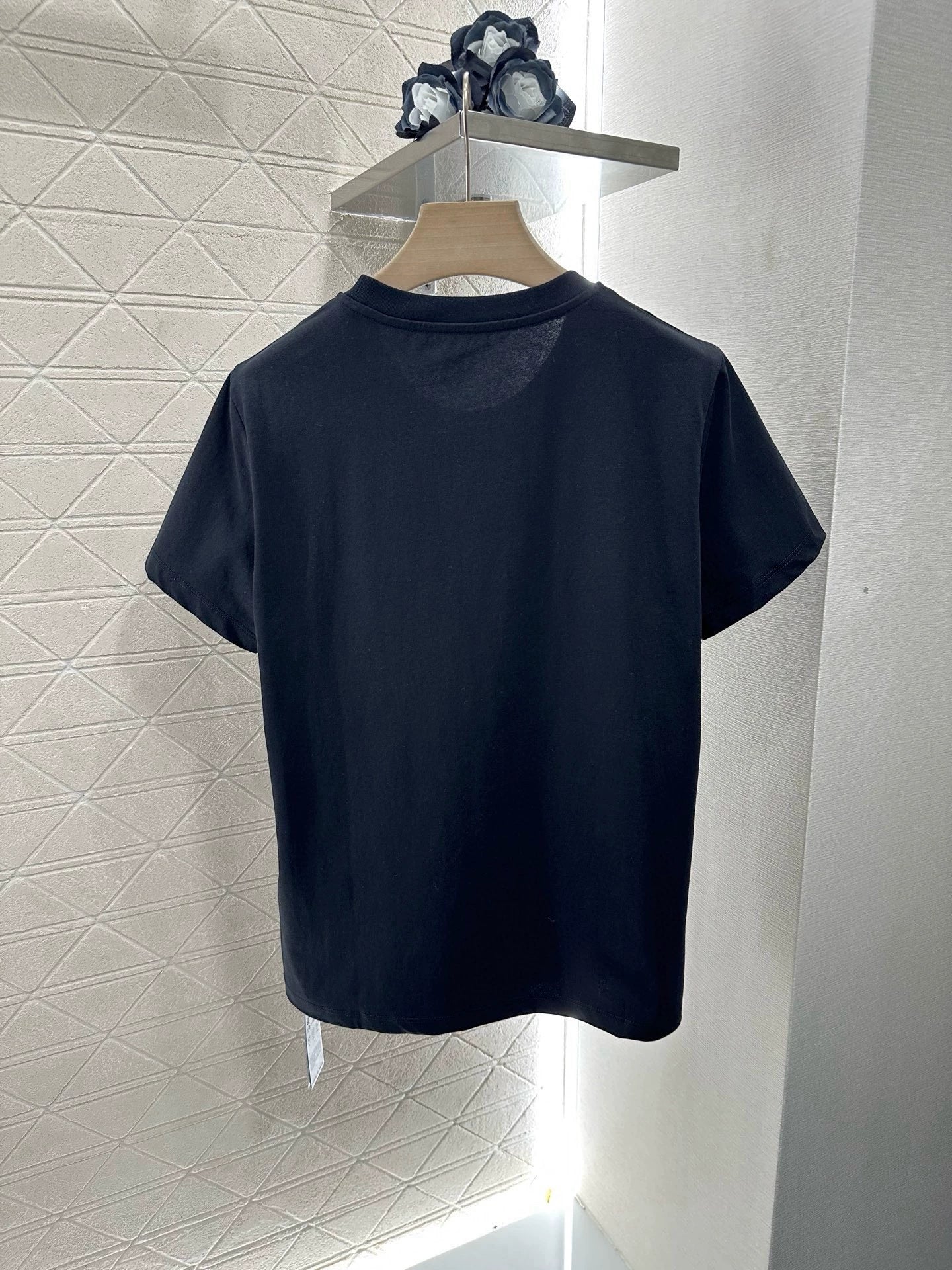 Ce 25 New Studded embroidery letters round neck short sleeve T-shirt