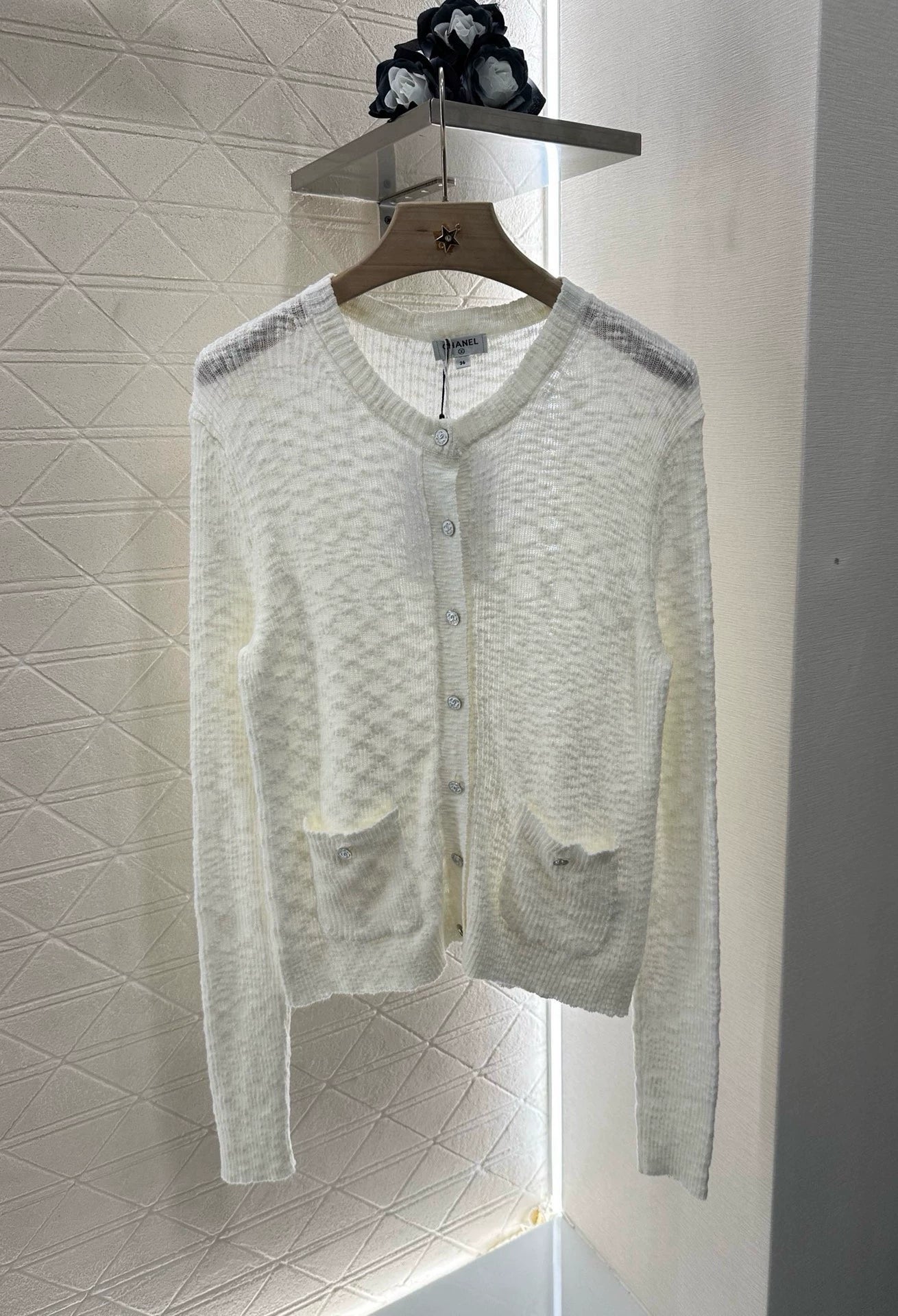 C 25 New Grain Textured Knit Cardigan