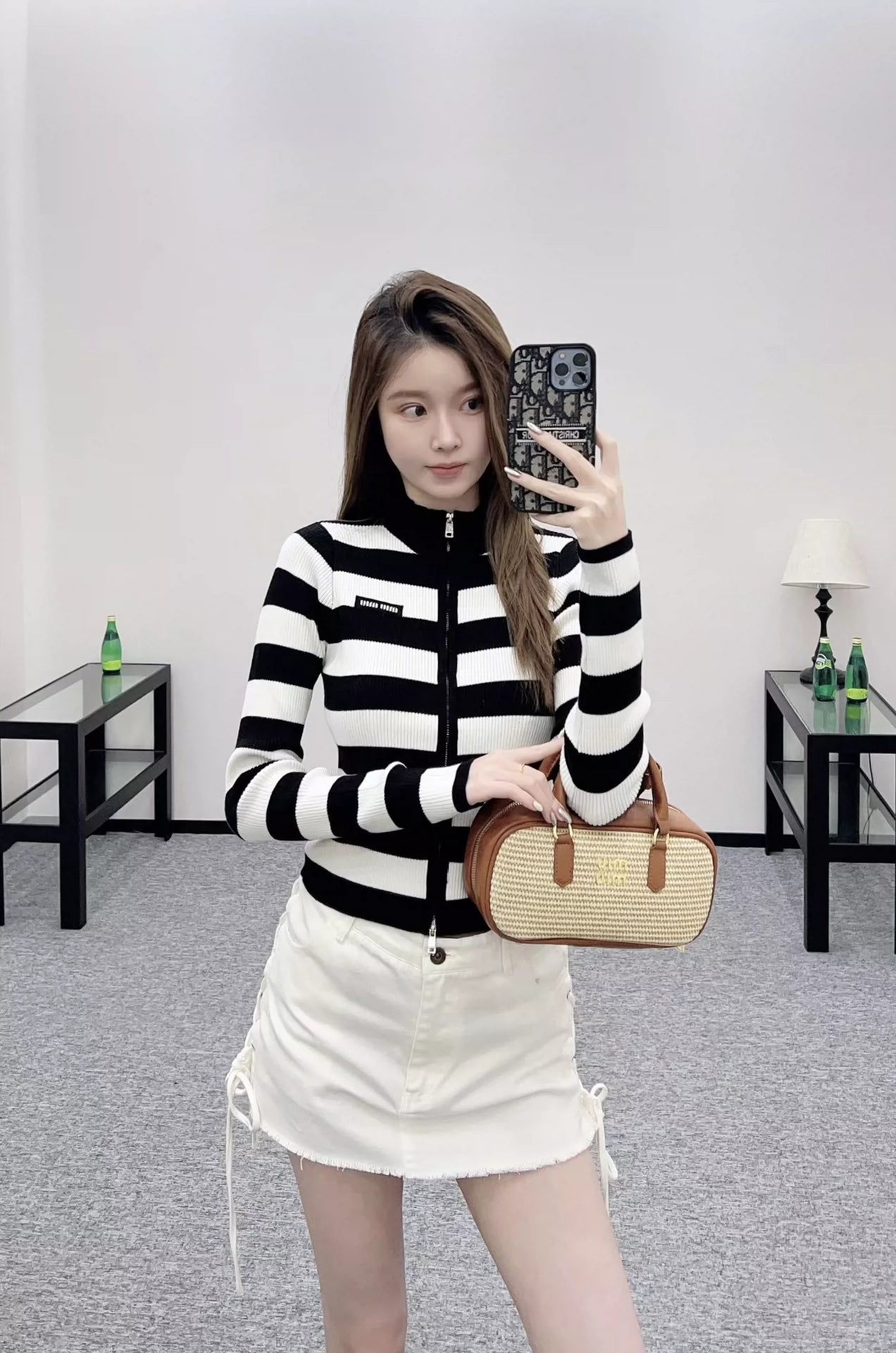 M 25 Striped knitted long-sleeved cardigan