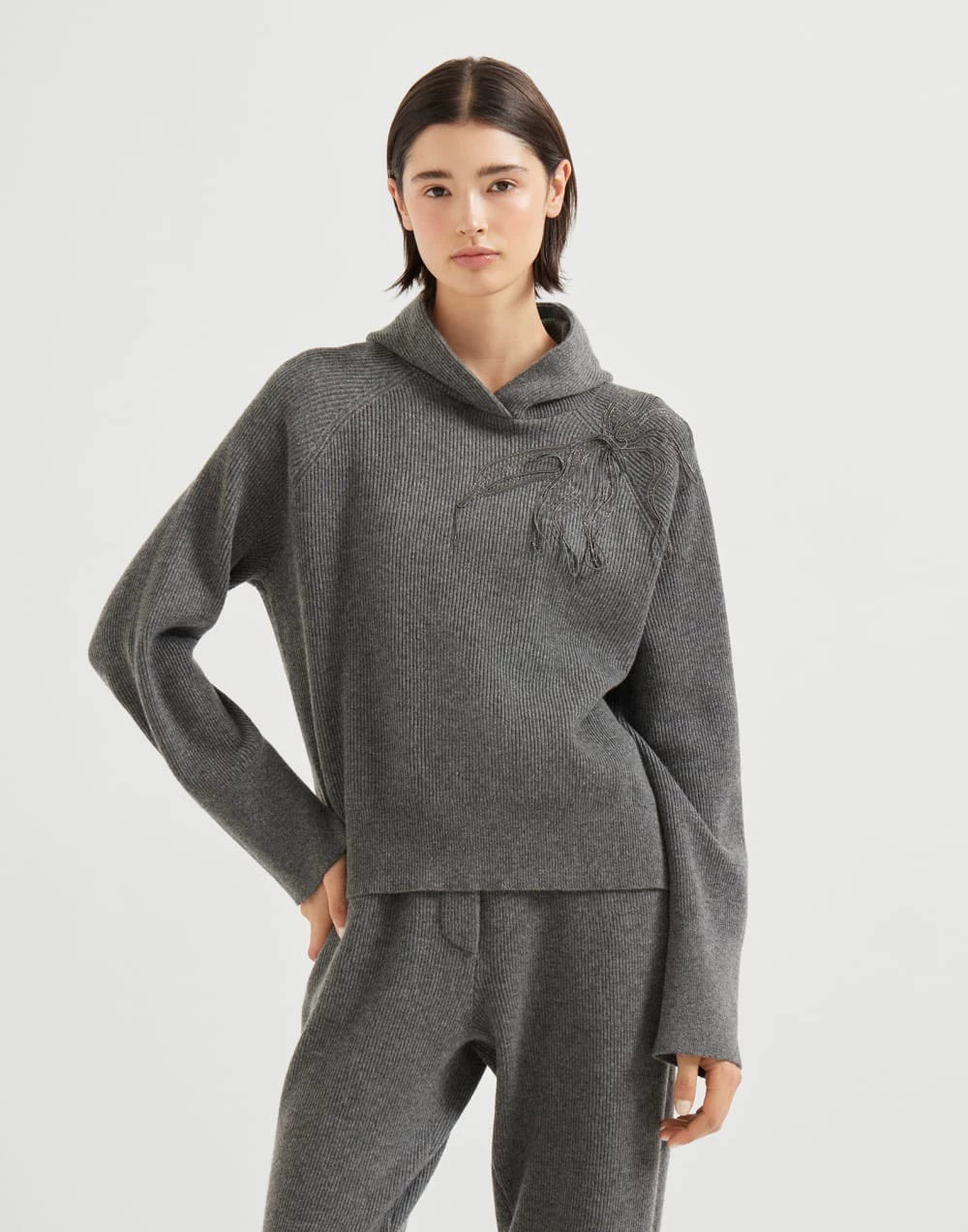Bru 25 Fall/Winter New Floral Tassel Cashmere Hoodie