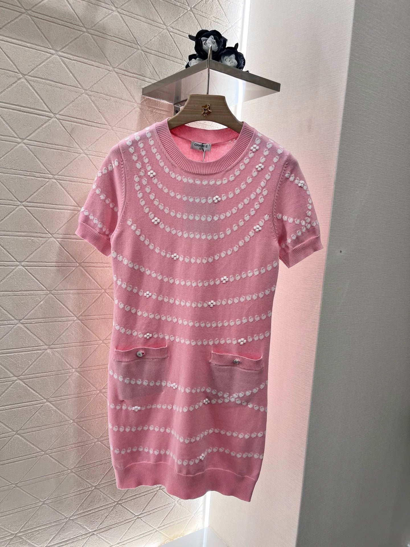 C 25 Frühling und Sommer Neue Stil Anhänger Jacquard Strickkleid