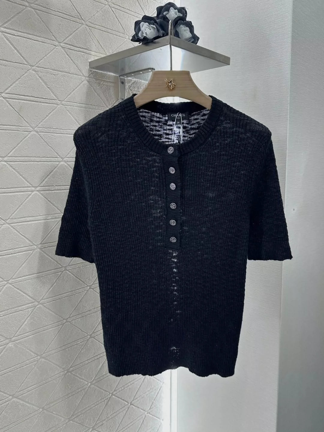 C 25 new style half-open placket slim fit knitted short sleeves