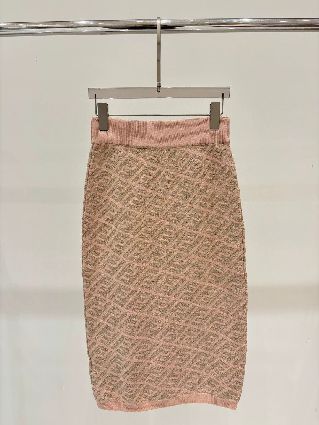 F 25 New Gold and silver thread Slanted stripes full print Casual knitted half skirt(pink blue brown)