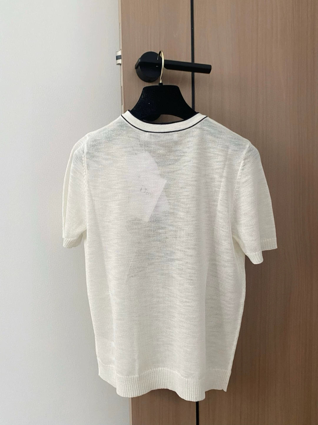 D 25 New Color Clash Stars Round Neck Short Sleeve Knit Top(white sapphire blue yellow )