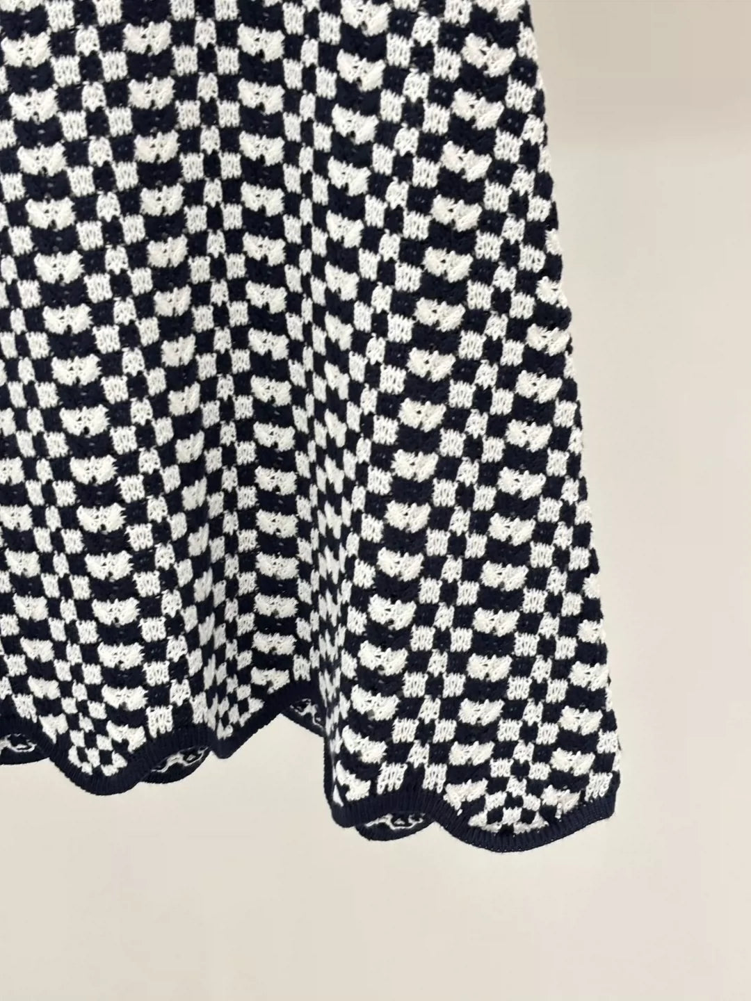 CE 25 Summer new round neck letter logo jacquard plaid contrast color casual knitted dress
