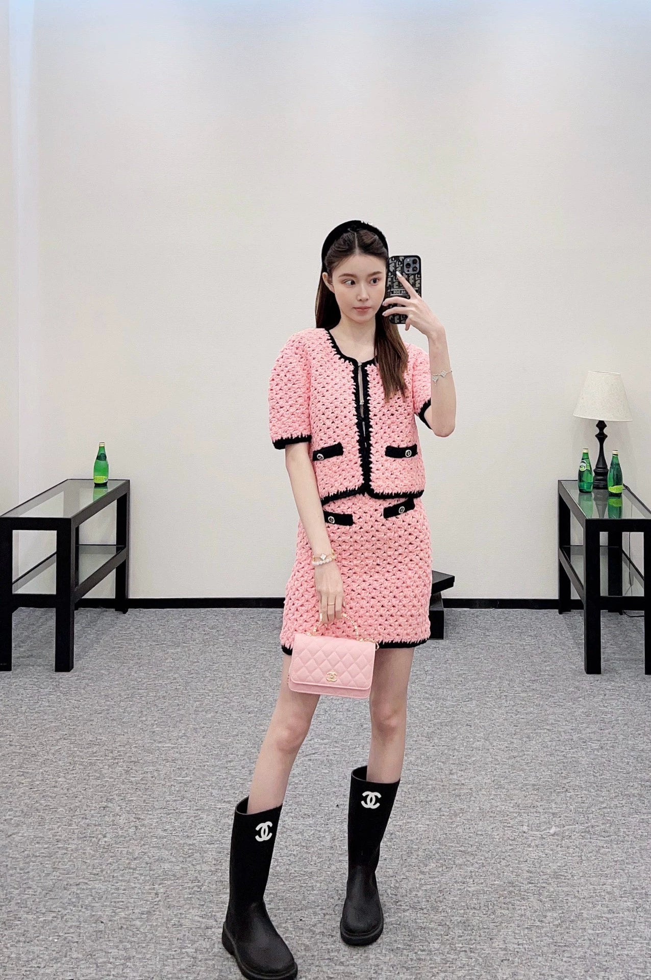 C 25 Knitted Dress Cardigan and Short Skirt Set
