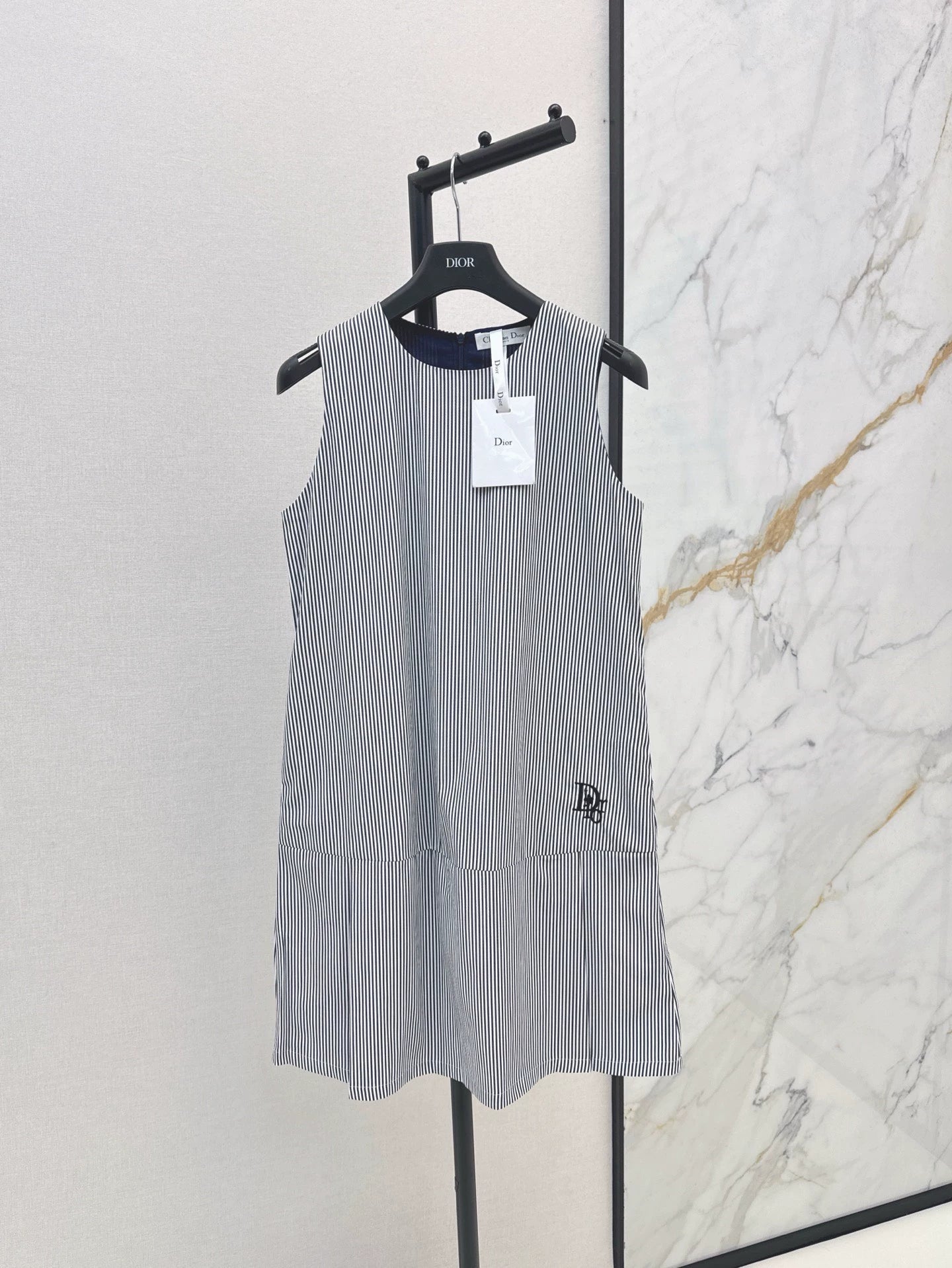 D 25 Spring Summer Latest Round Neck Striped Sleeveless Dresses