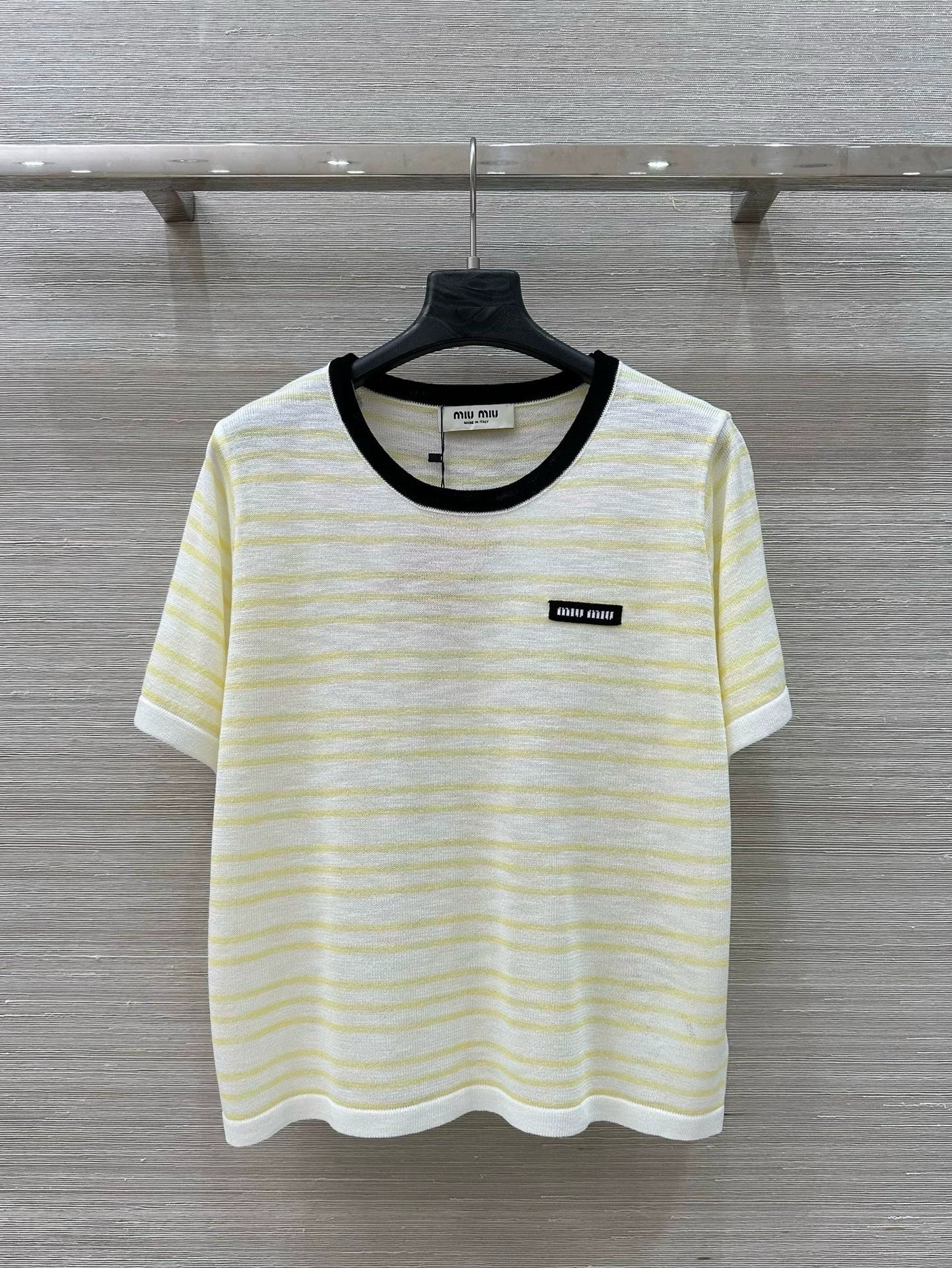 M 25 Striped Knit Short Sleeve Top
