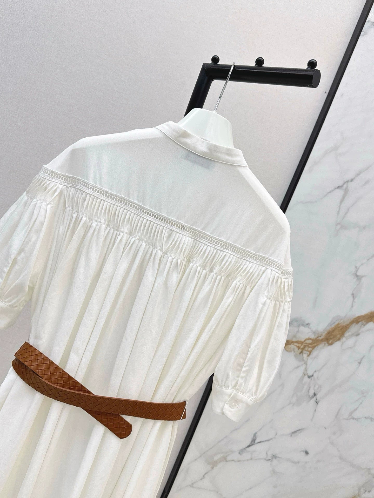 Lo 25 Spring/Summer Openwork Embroidery Patchwork Cotton Linen Dress