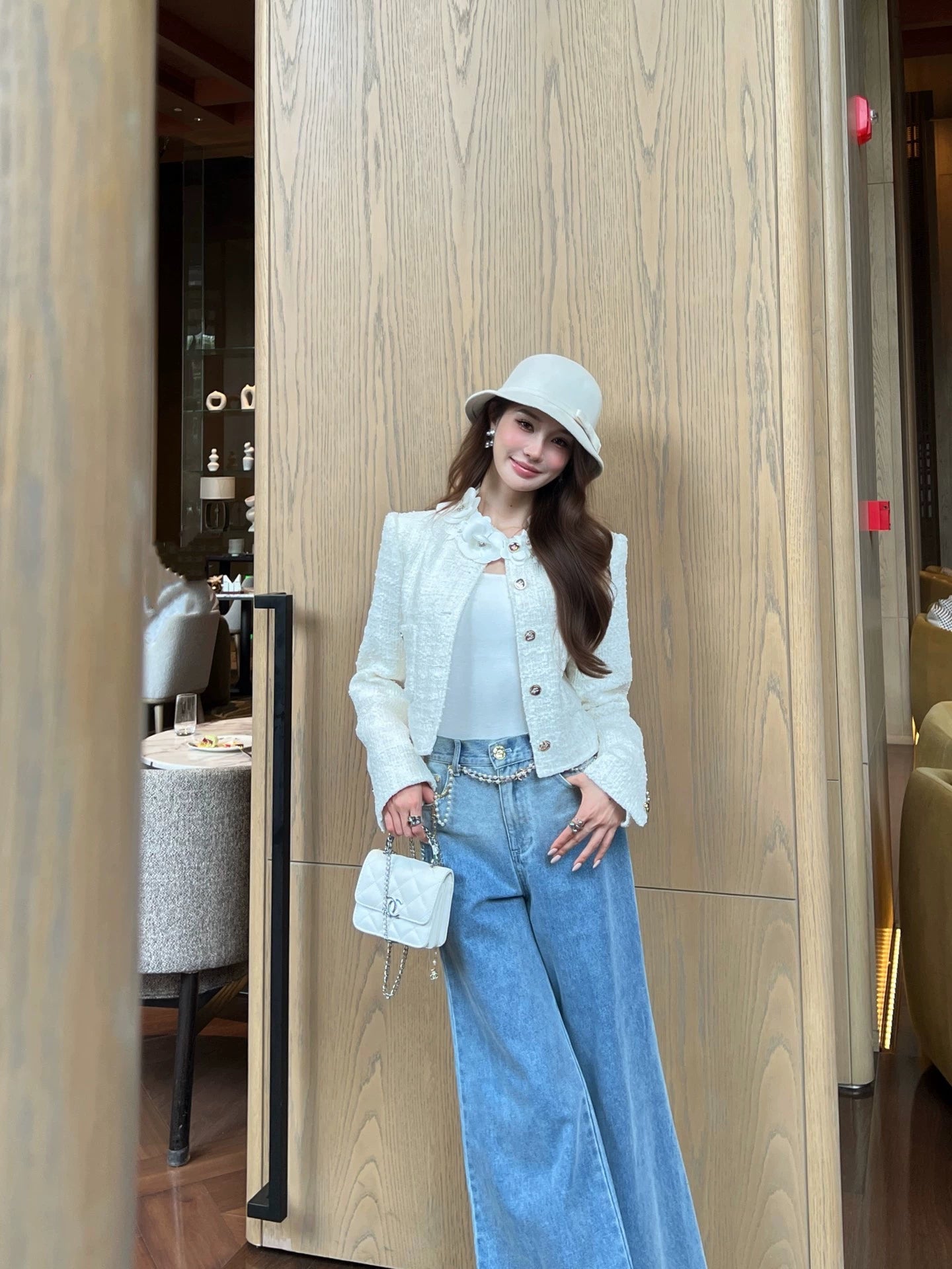 C 25 3D flower decoration short jacket