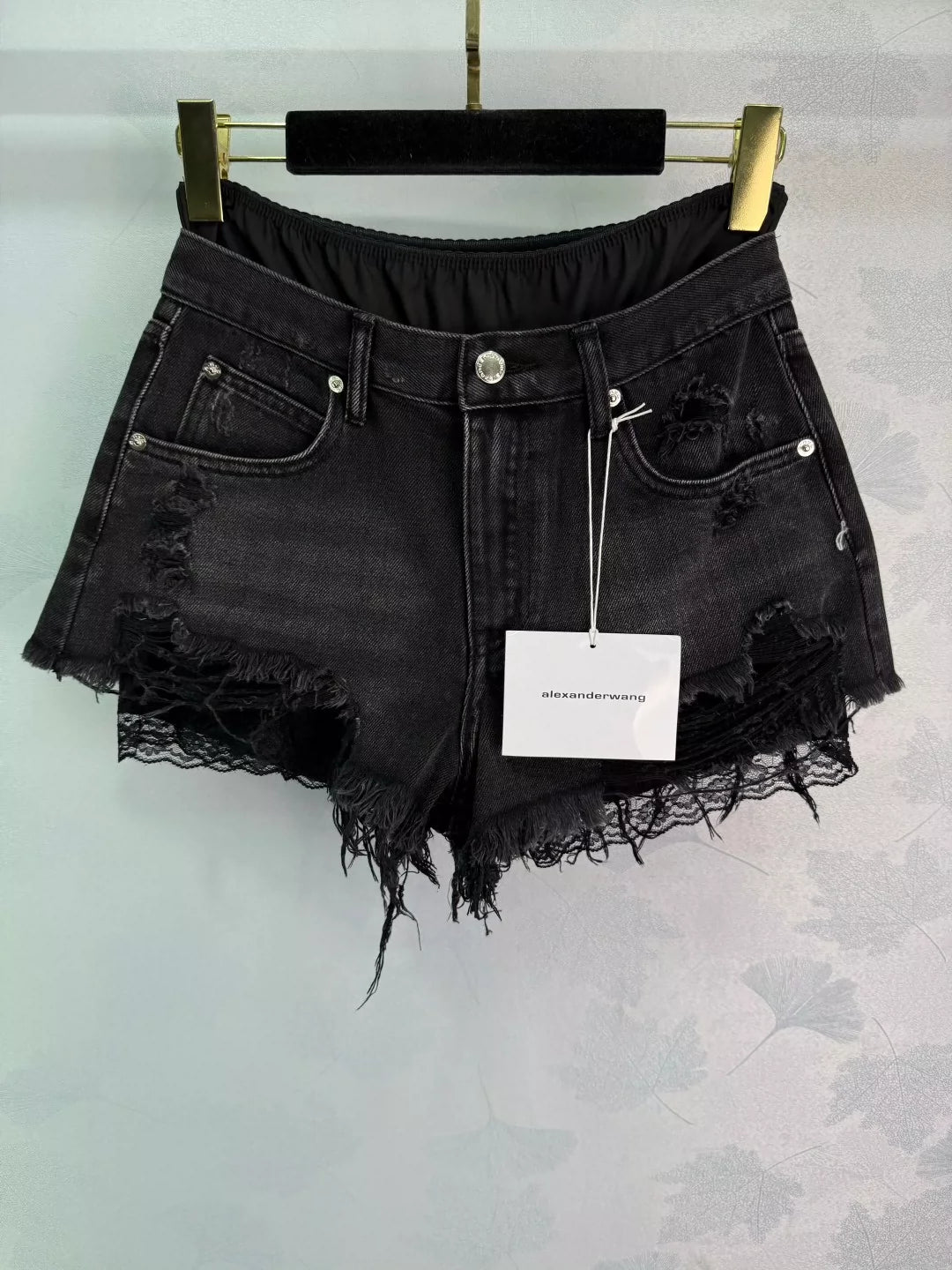 A 25 new ripped removable double waist head denim shorts