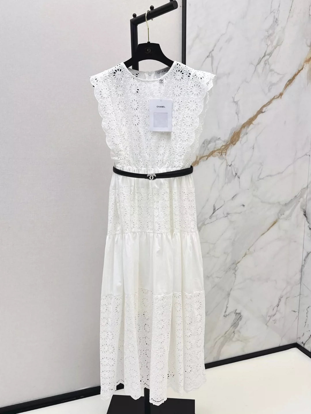 C 25 spring and summer new skeleton splicing sleeveless dress